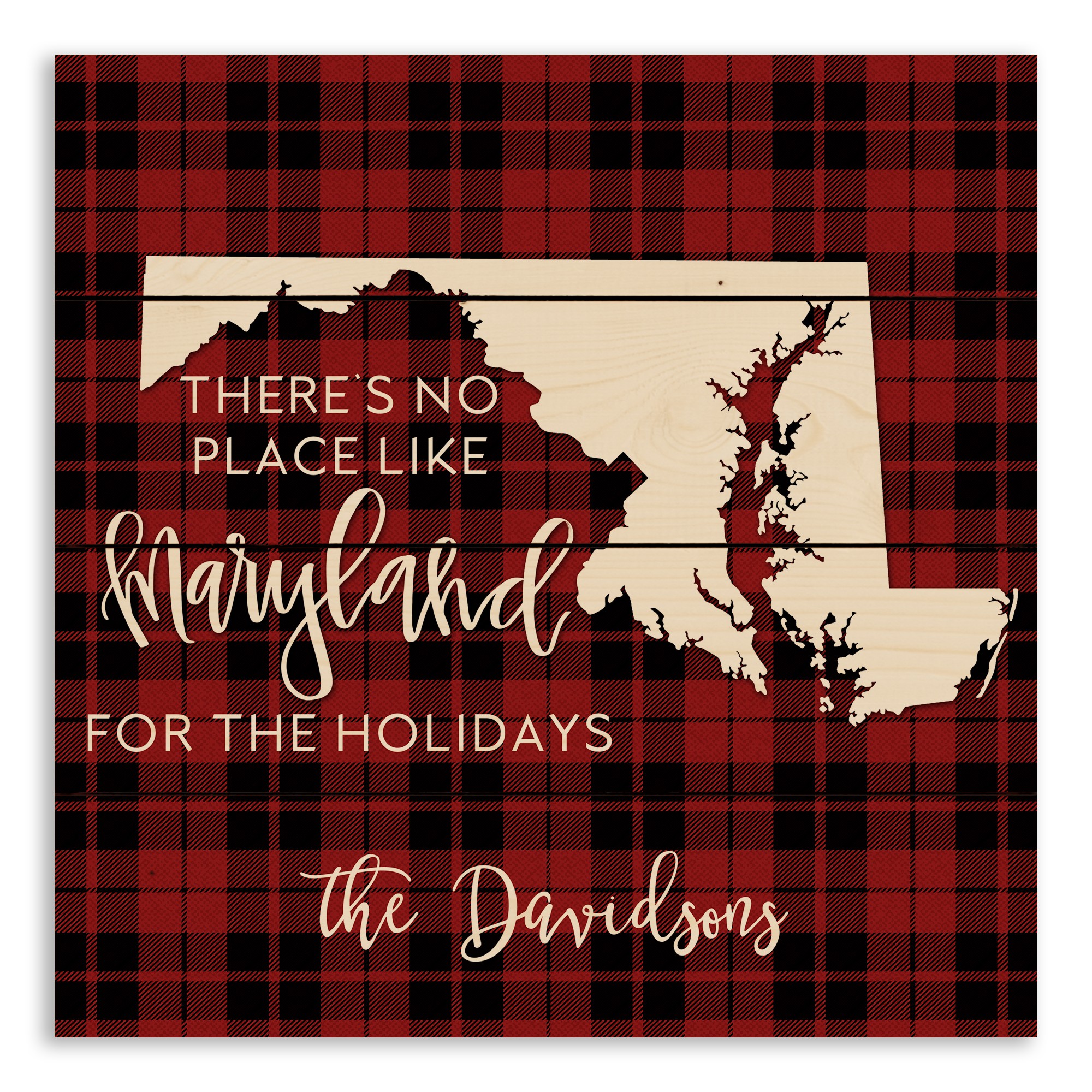 There's No Place Like Maryland For the Holidays 14x14 Personalized Pallet Wood Art