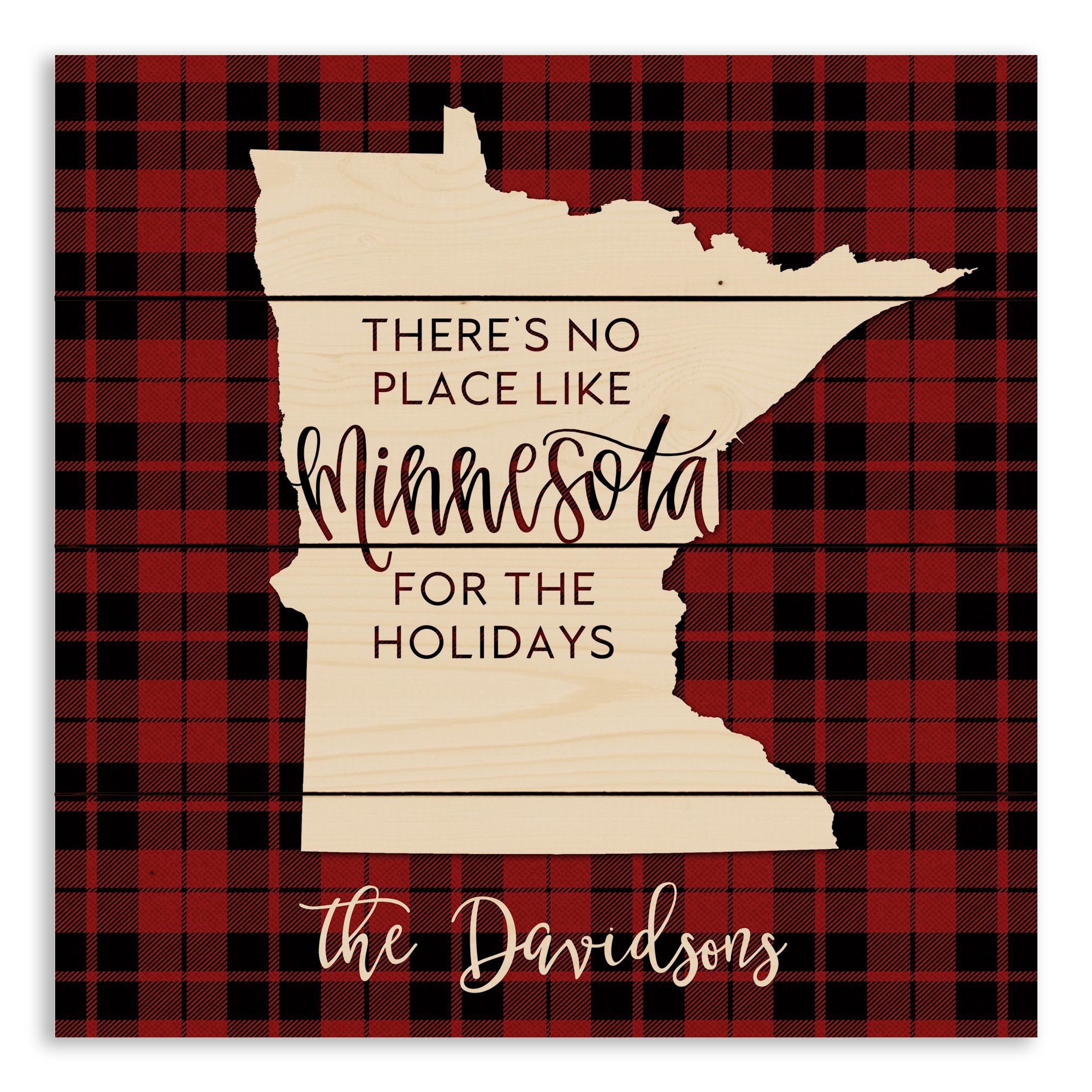 There's No Place Like Minnesota For the Holidays 14x14 Personalized Pallet Wood Art