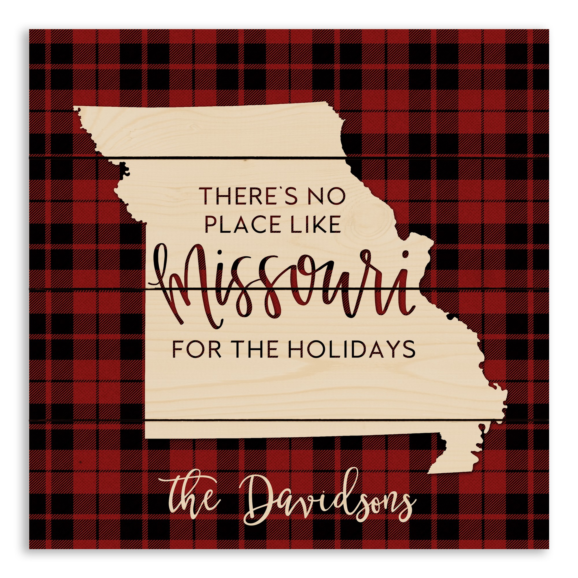 There's No Place Like Missouri For the Holidays 14x14 Personalized Pallet Wood Art