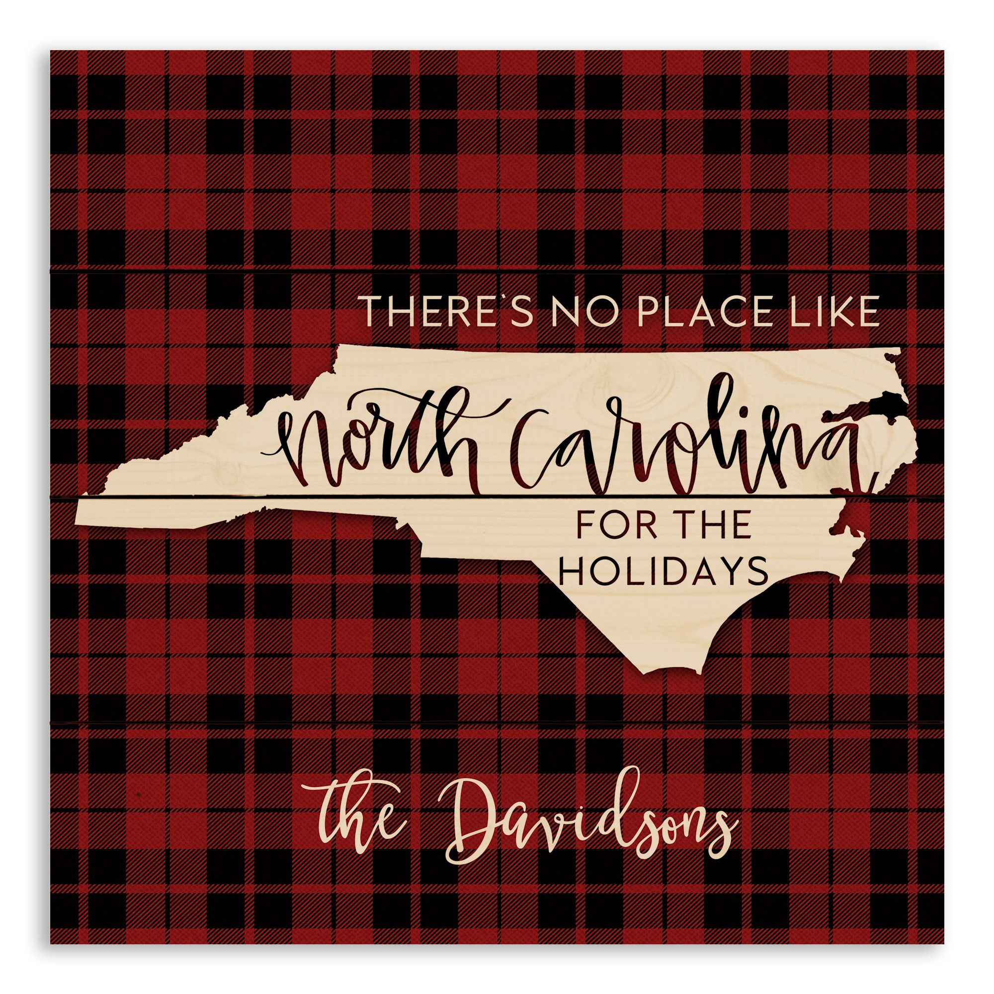 There's No Place Like North Carolina For the Holidays 14x14 Personalized Pallet Wood Art