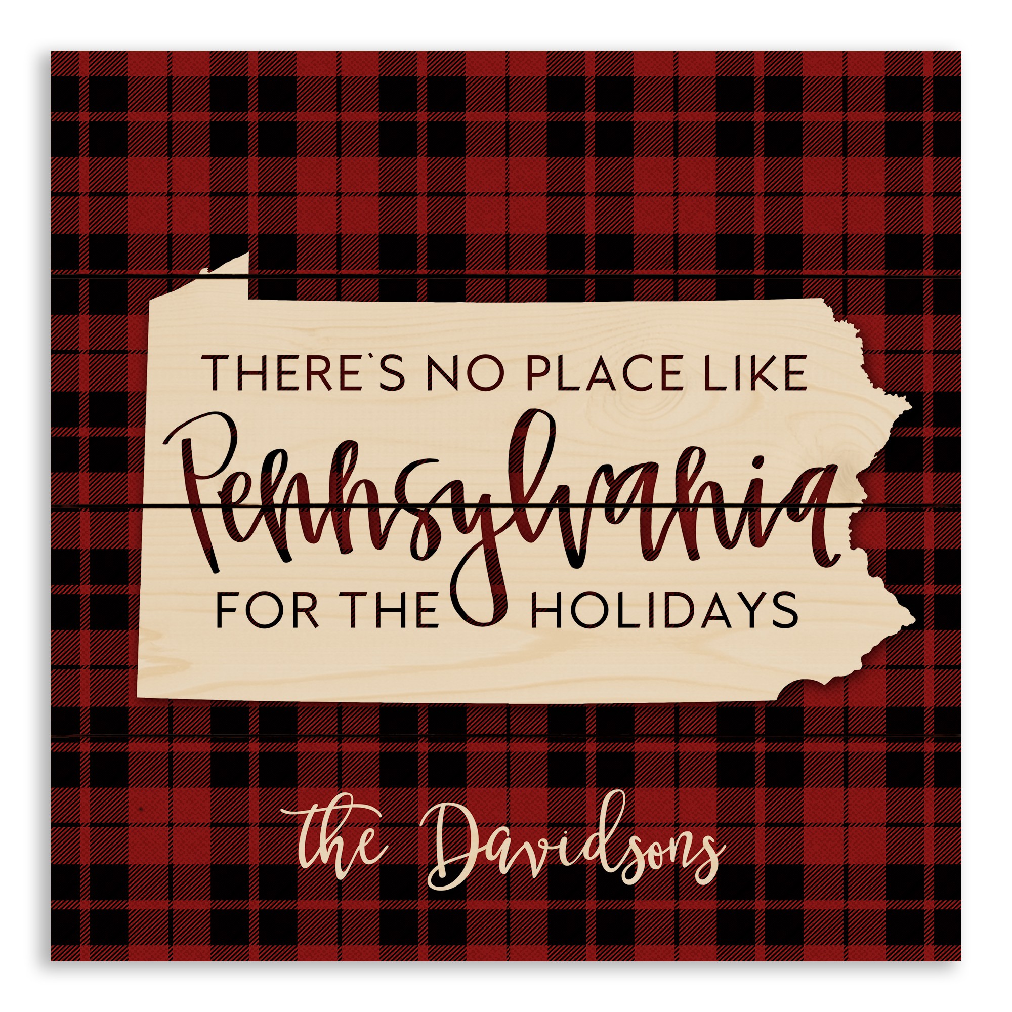 There's No Place Like Pennsylvania For the Holidays 14x14 Personalized Pallet Wood Art