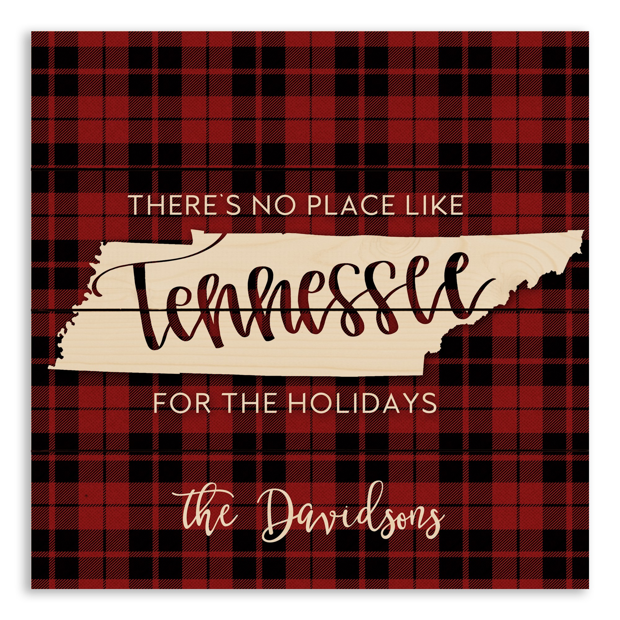 There's No Place Like Tennessee For the Holidays 14x14 Personalized Pallet Wood Art