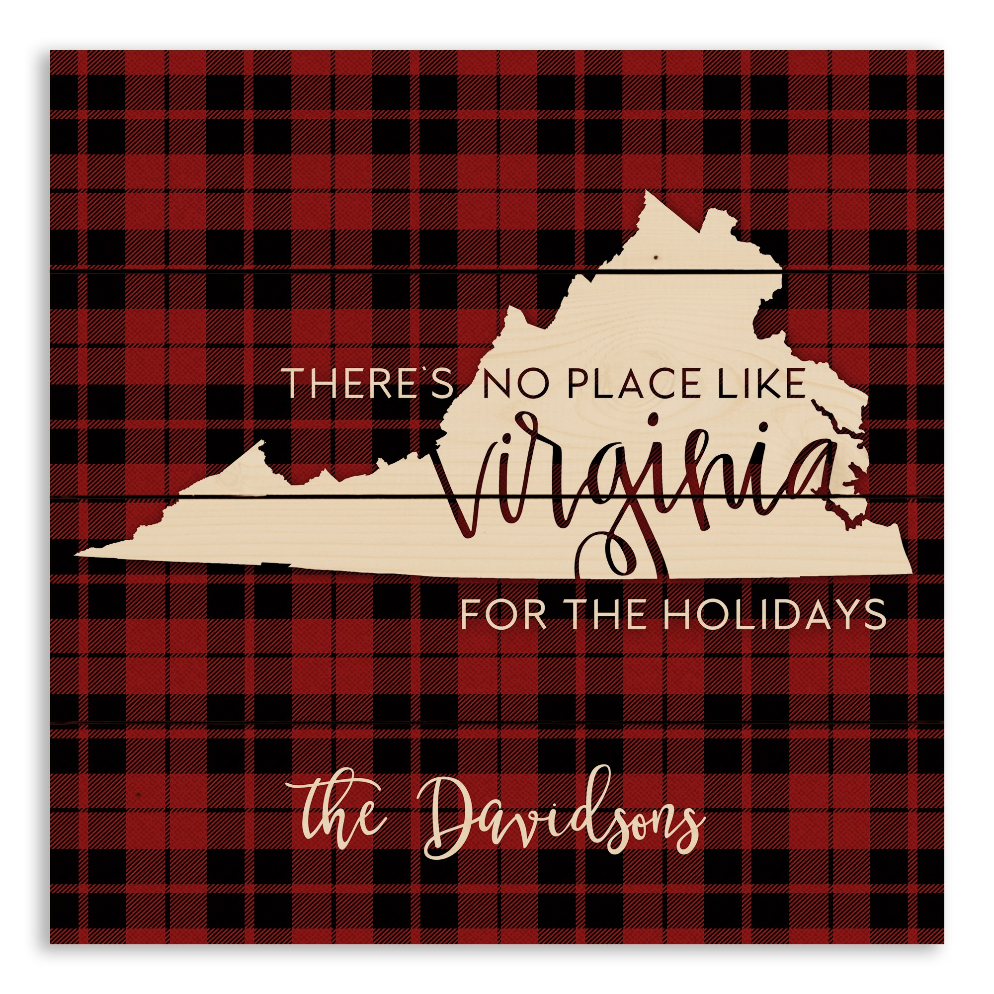 There's No Place Like Virginia For the Holidays 14x14 Personalized Pallet Wood Art