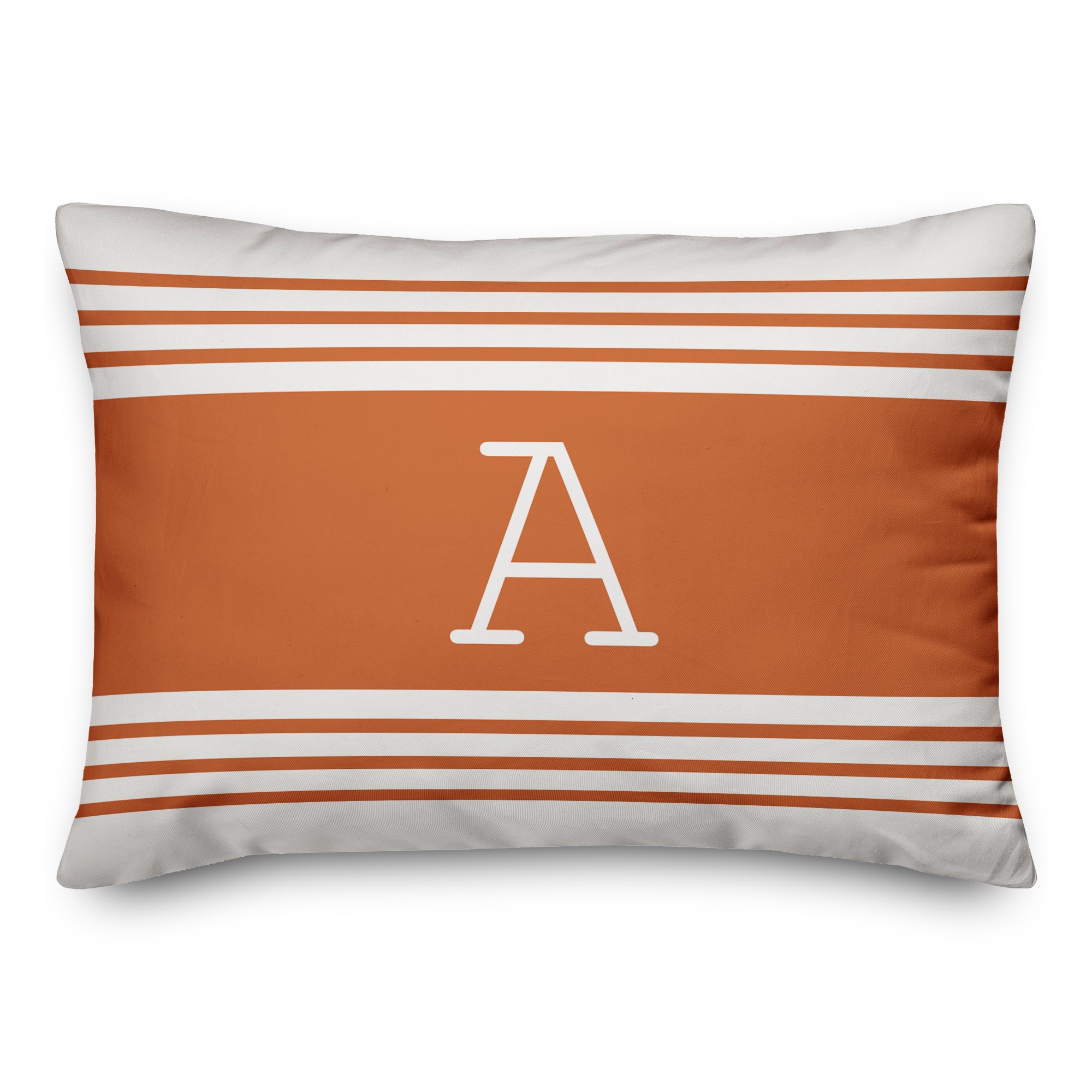 Orange Farmhouse Stripes 18x18 Personalized Spun Poly Pillow