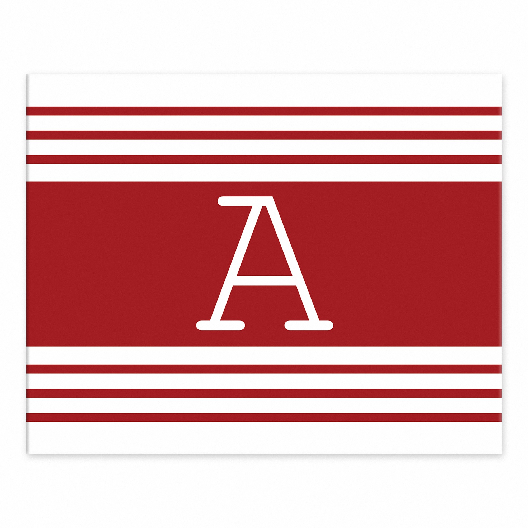 Red Farmhouse Stripes Monogram 8x10 Personalized Tabletop Canvas