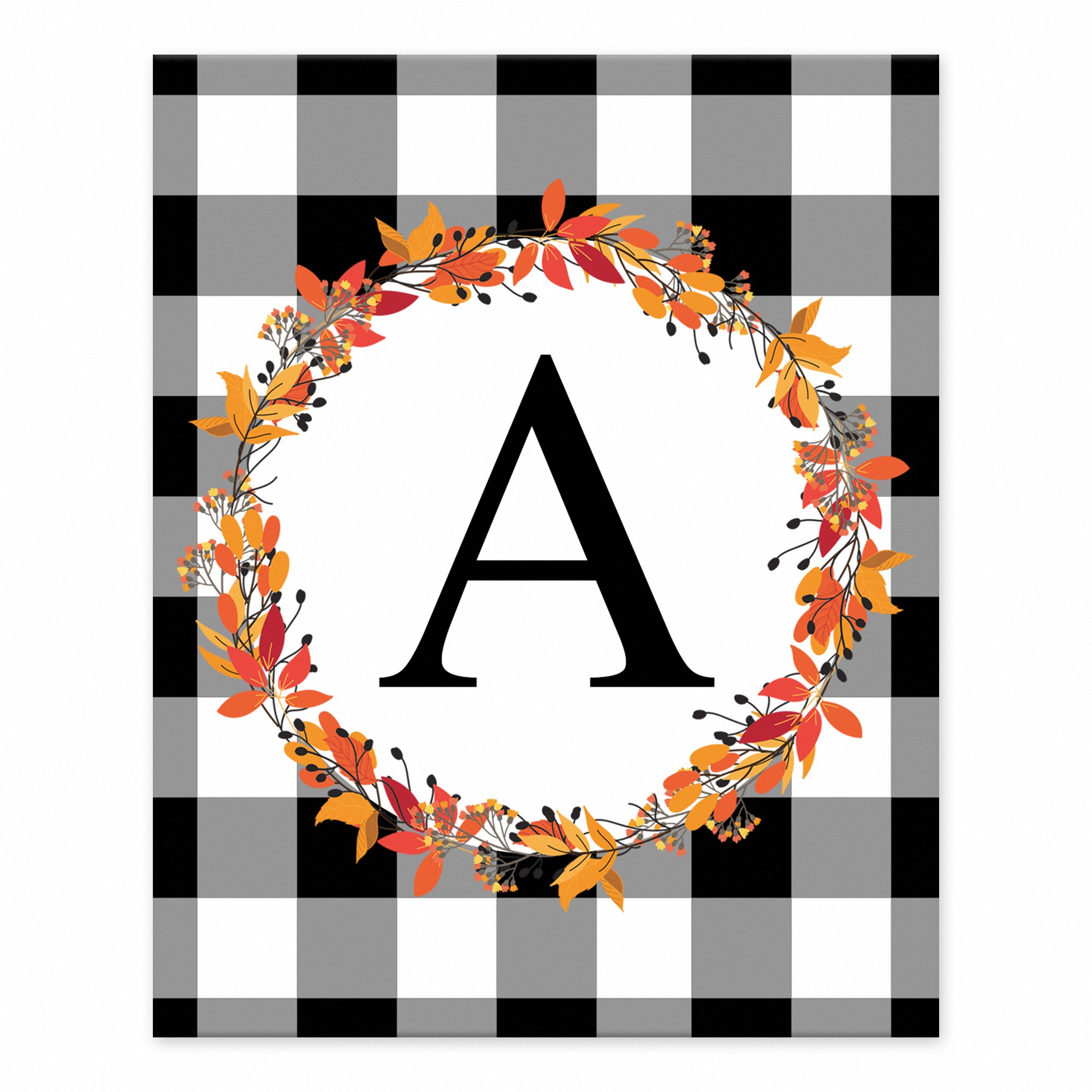Harvest Buffalo Check Plaid Monogram 8x10 Personalized Tabletop Canvas