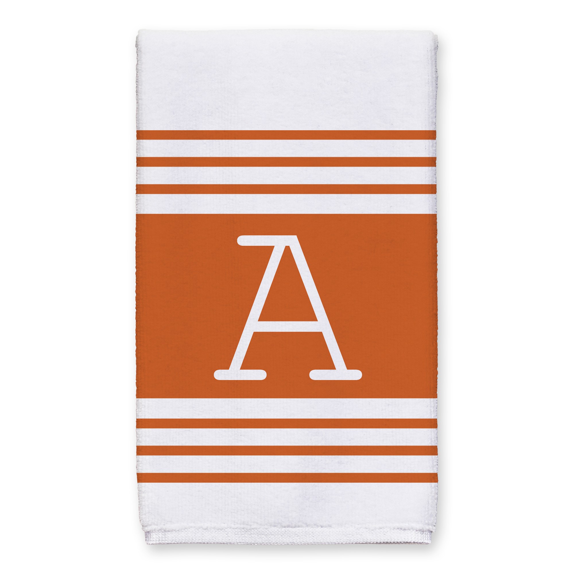 Orange Farmhouse Stripes Monogram 16x25 Personalized Towel