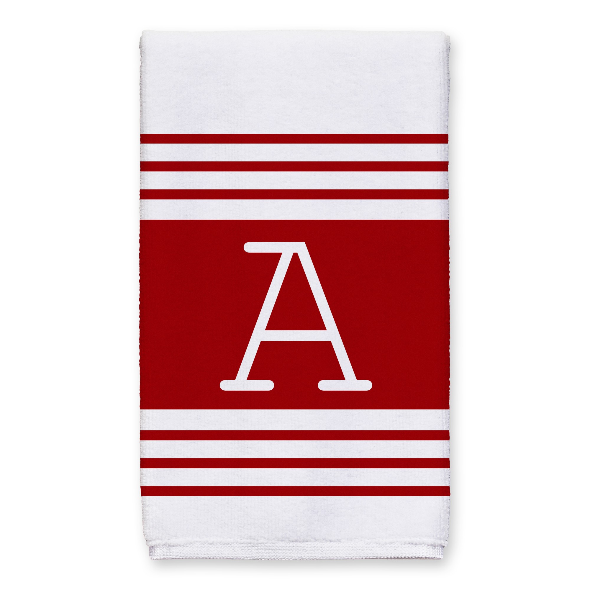 Red Farmhouse Stripes Monogram 16x25 Personalized Towel