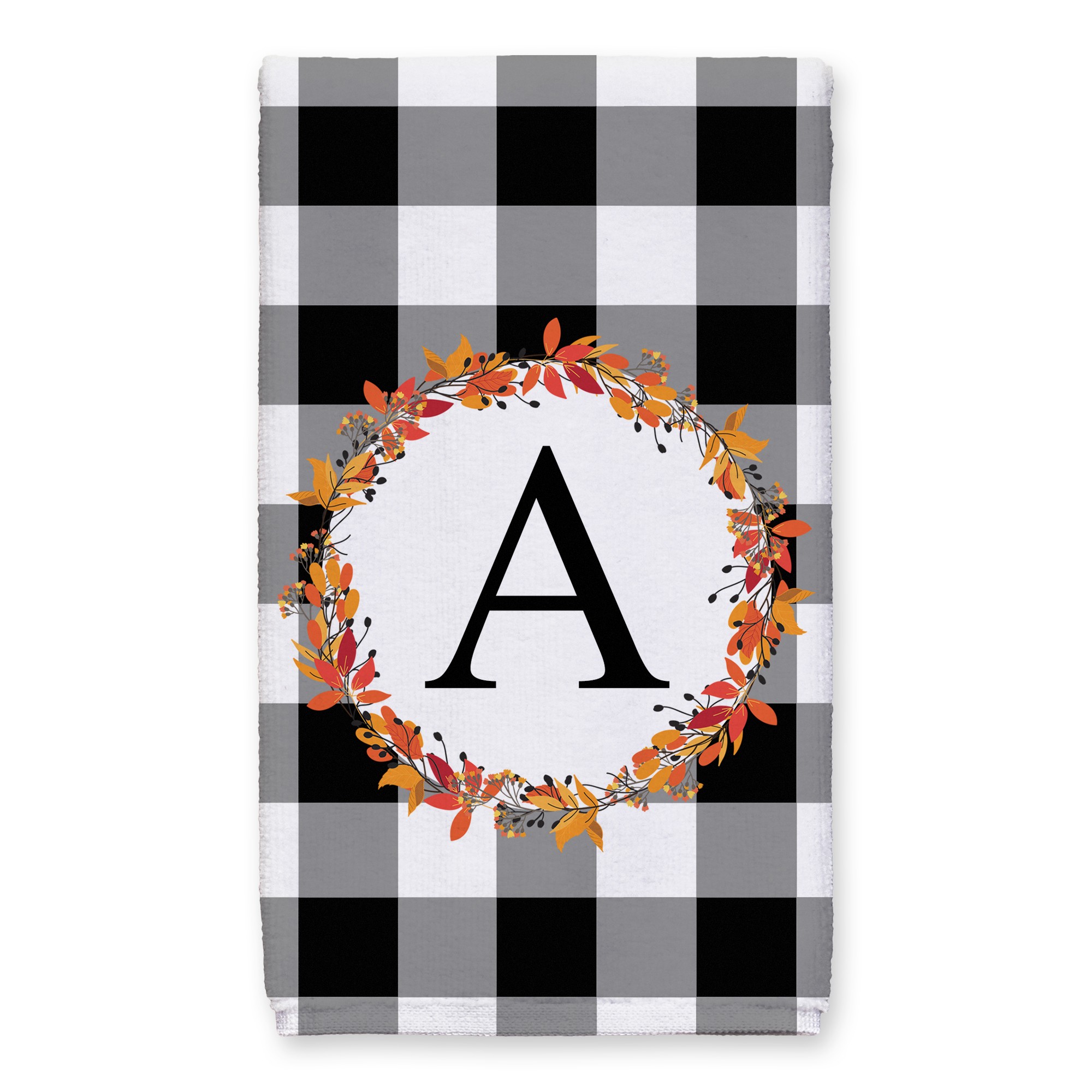 Harvest Buffalo Check Plaid Monogram 16x25 Personalized Towel