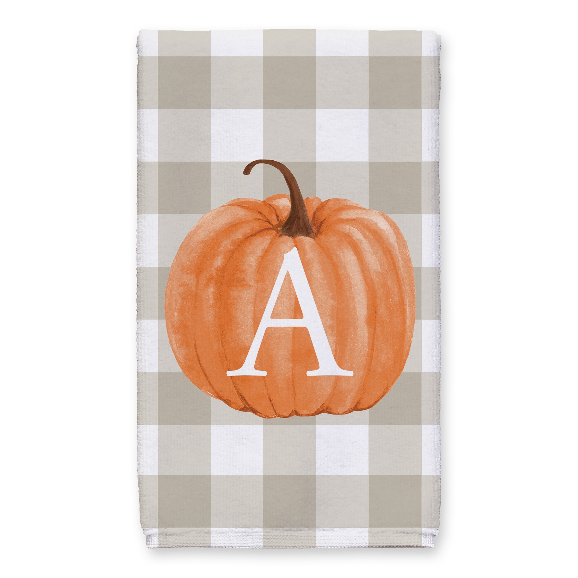 Harvest Pumpkin Buffalo Check Plaid Monogram 16x25 Personalized Towel