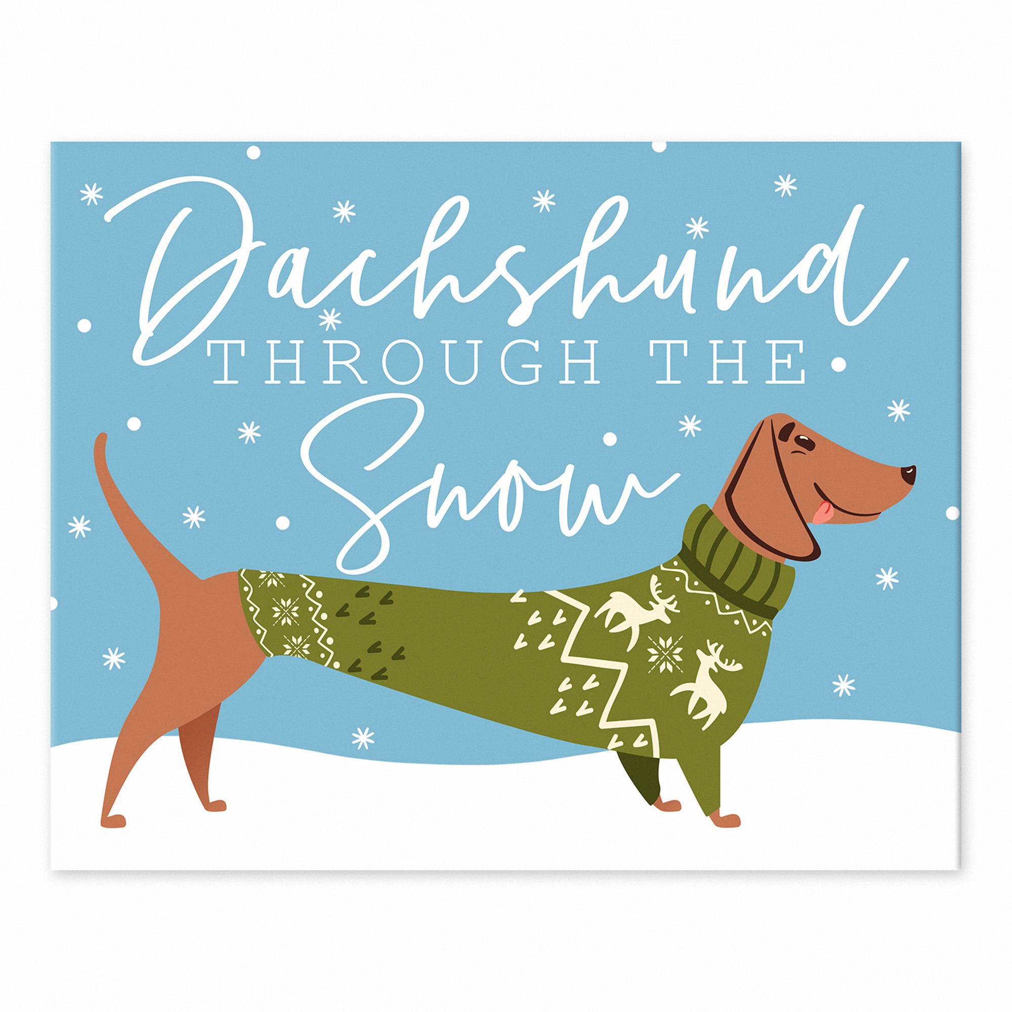 Dachshund Through the Snow 8x10 Tabletop Canvas