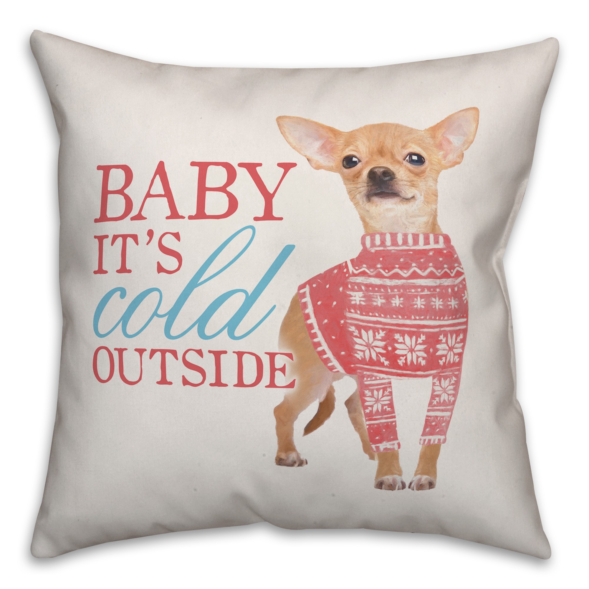 Chihuahua Christmas Sweater Pillow