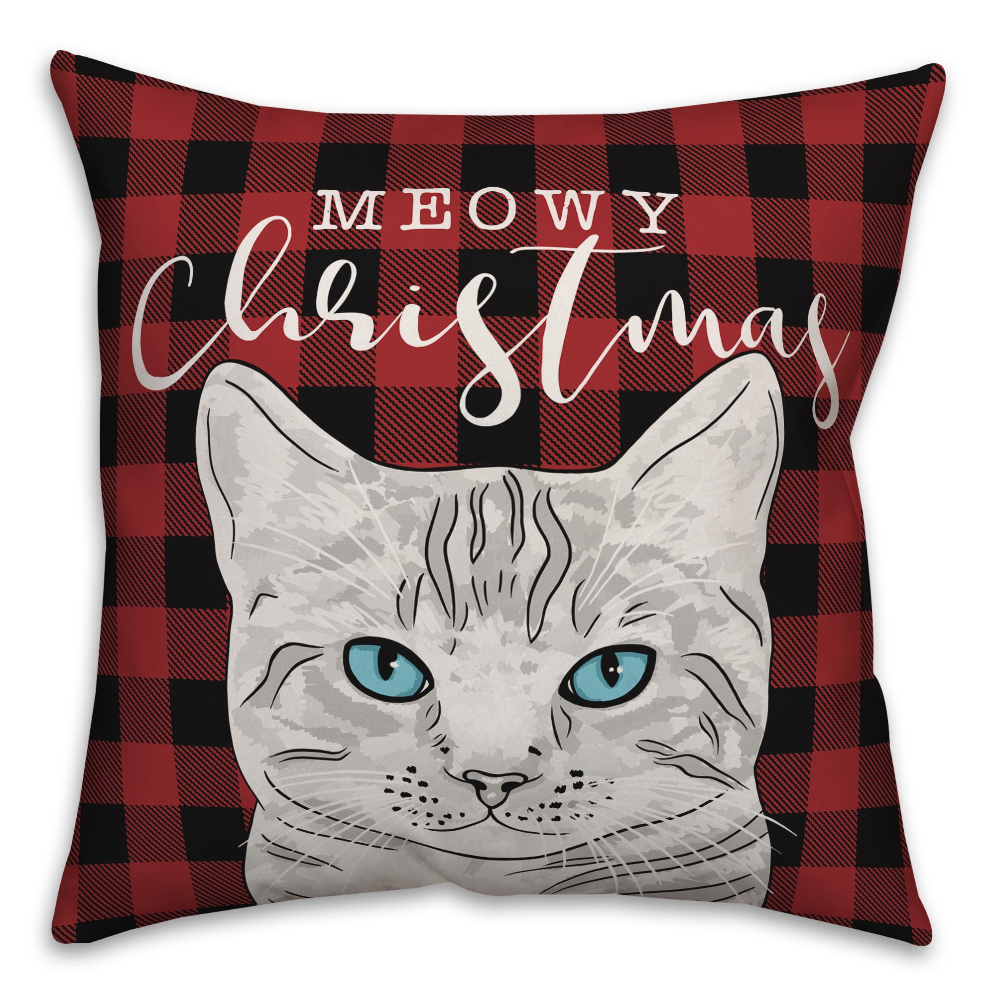 Meowy Christmas Cat Pillow