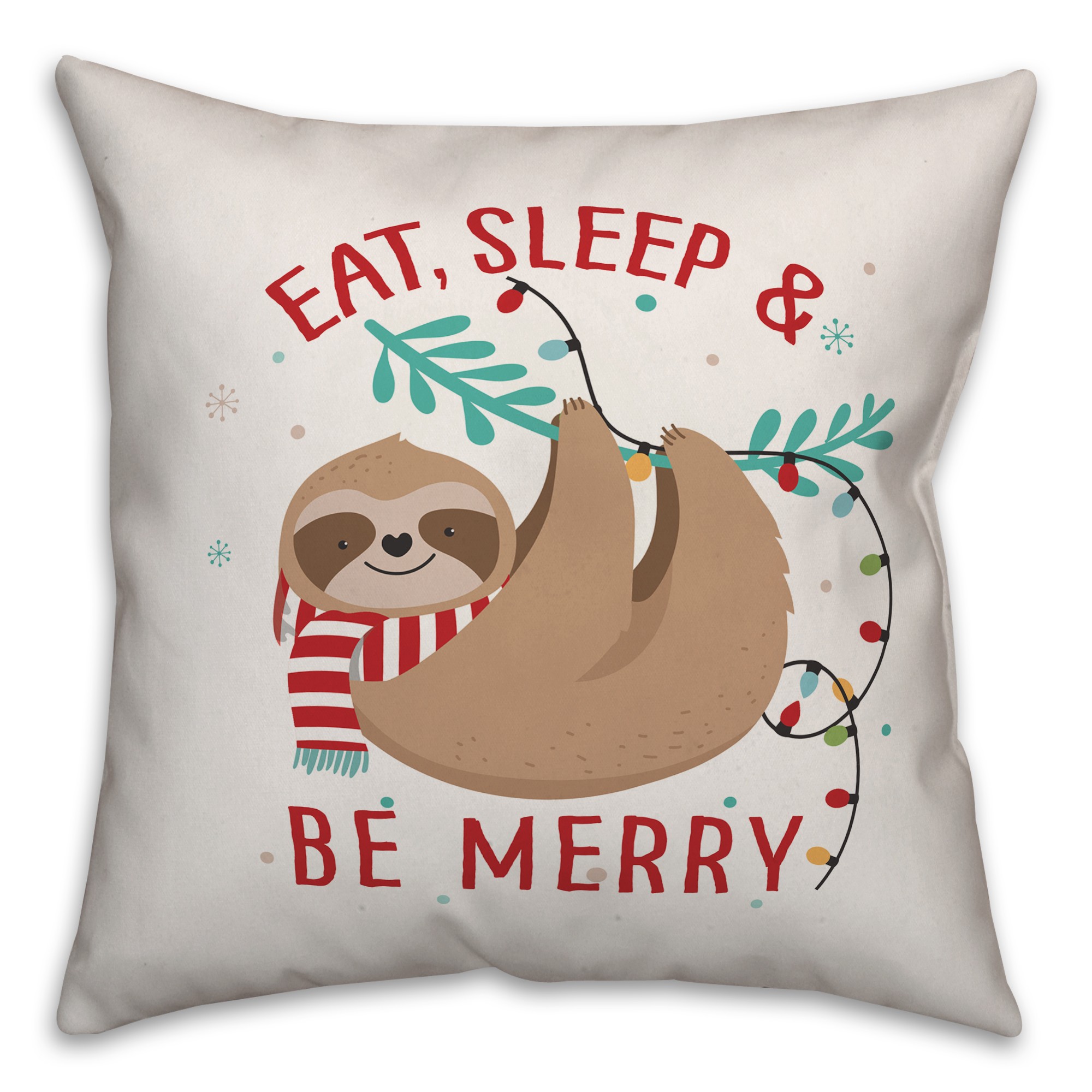 Eat Sleep Be Merry Sloth Pillow