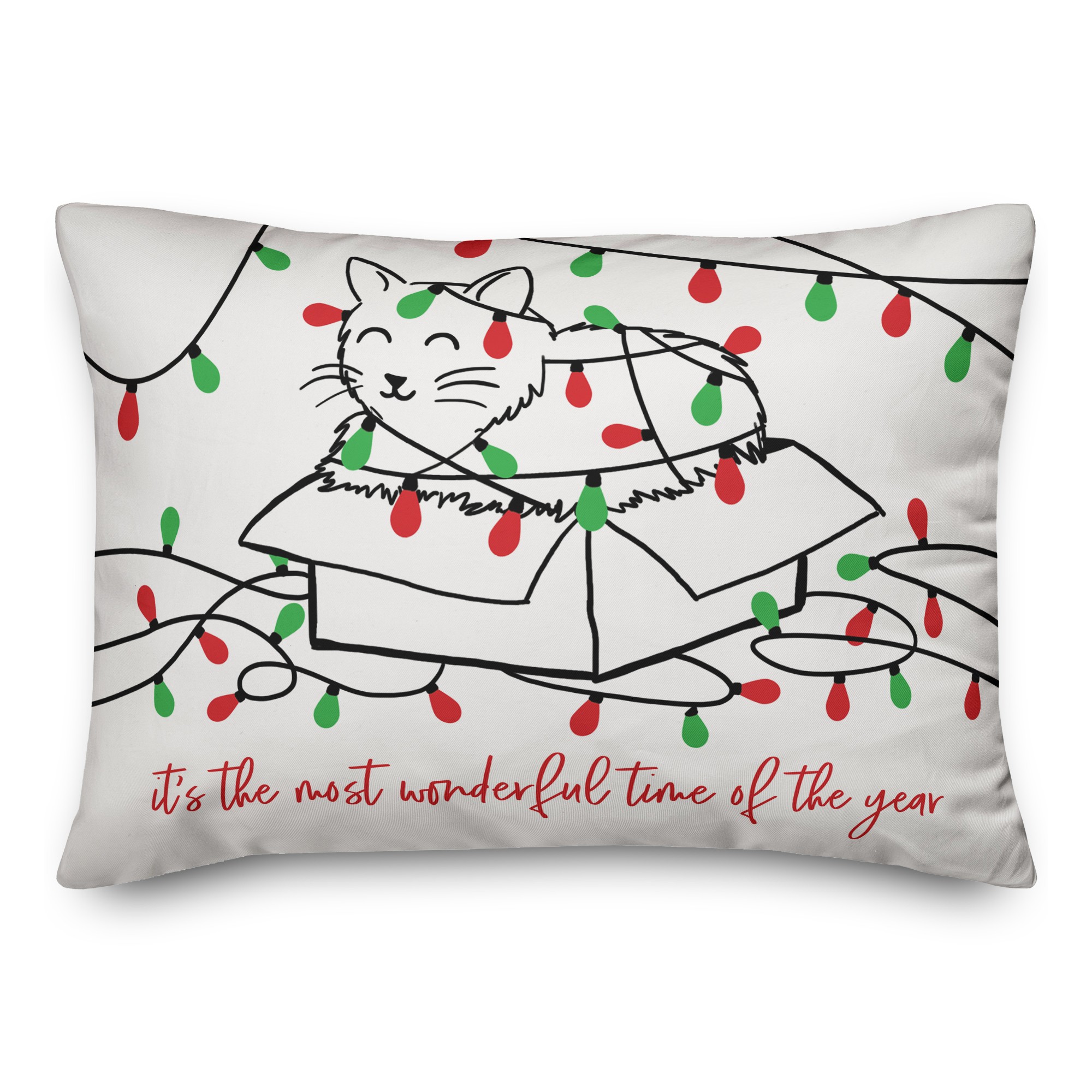 Tangled Catmas Lights Pillow