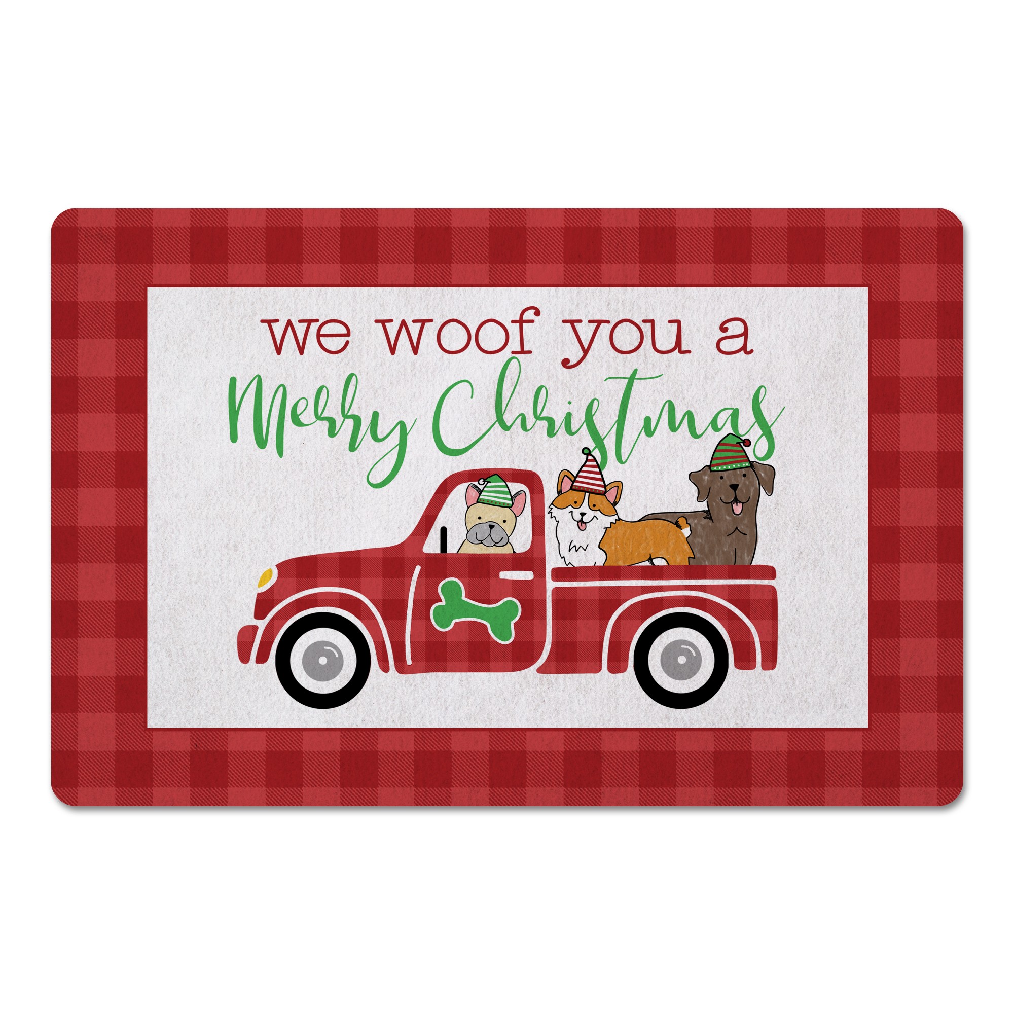 Puppy Christmas Truck 27x18 Floor Mat