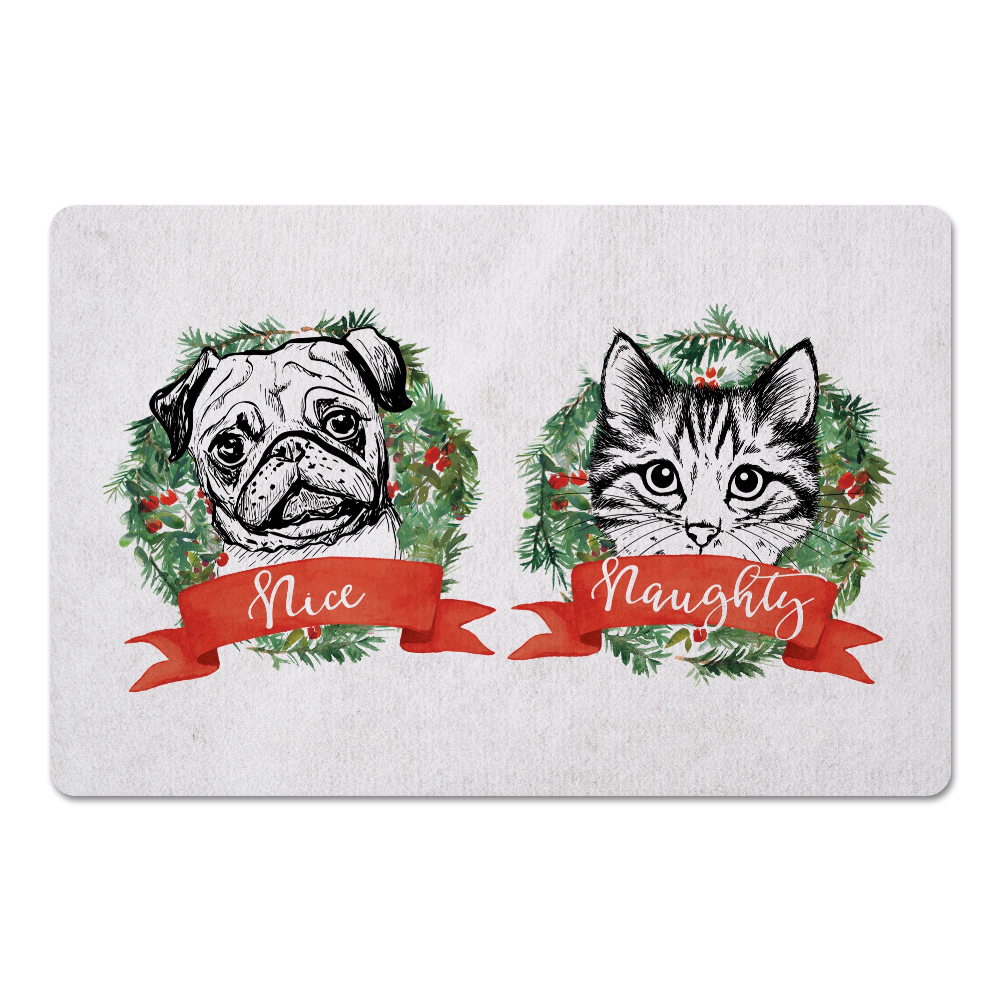 Naughty Nice Cat and Dog 27x18 Floor Mat