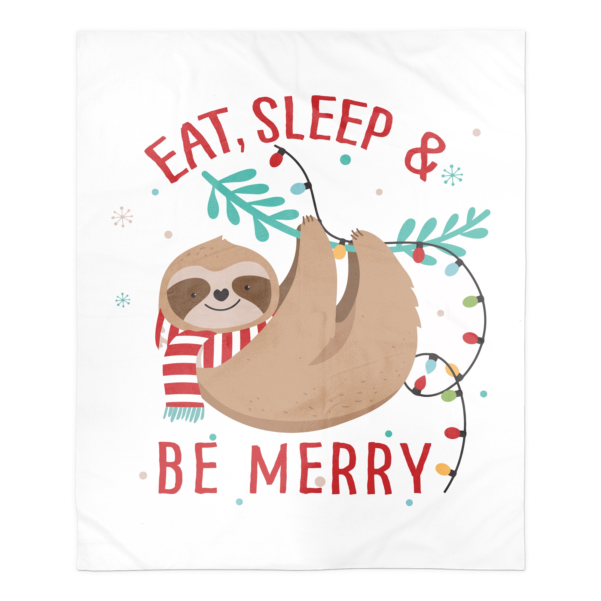 Eat Sleep Be Merry Sloth 50x60 Throw Blanket