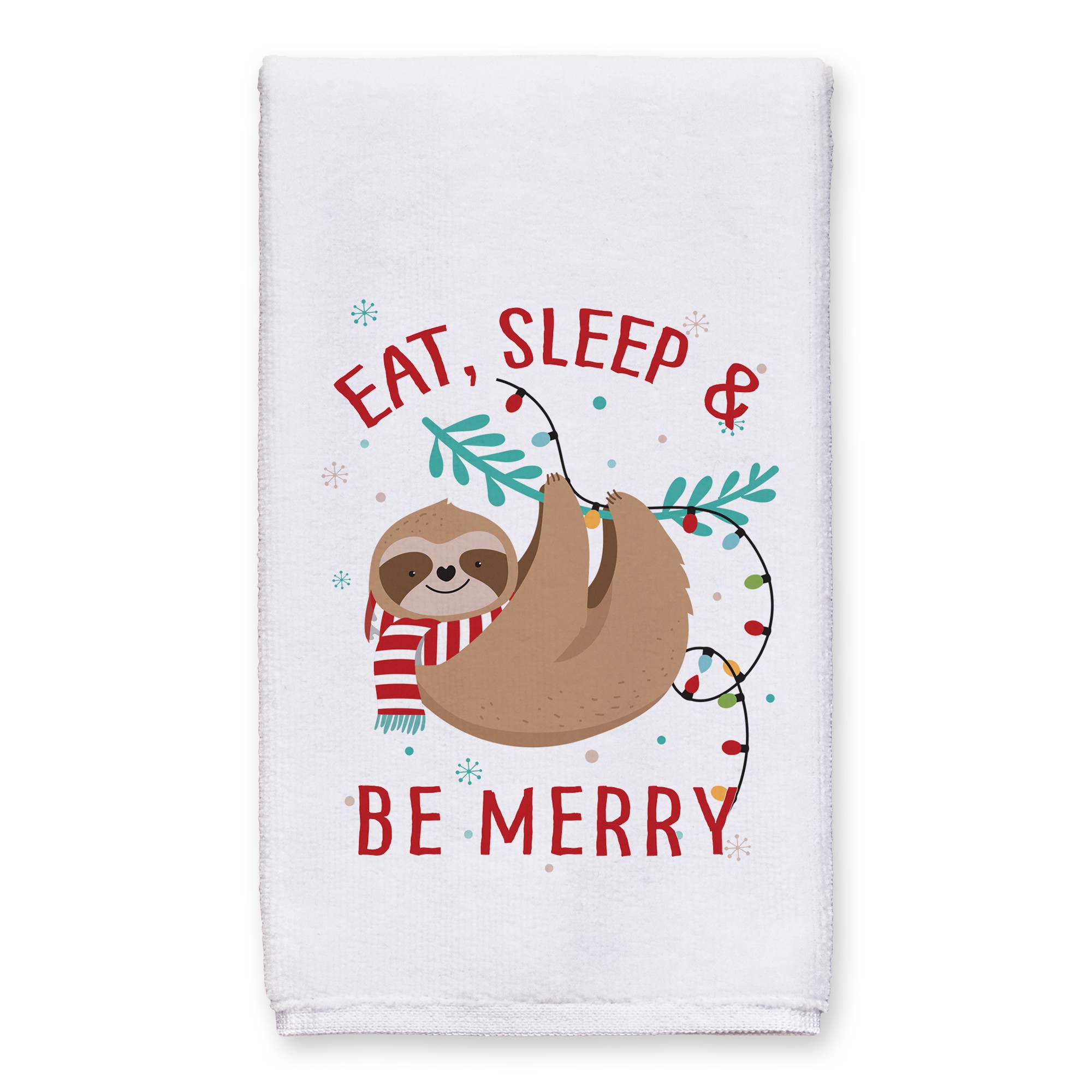 Eat Sleep Be Merry Sloth 16x25 Towel