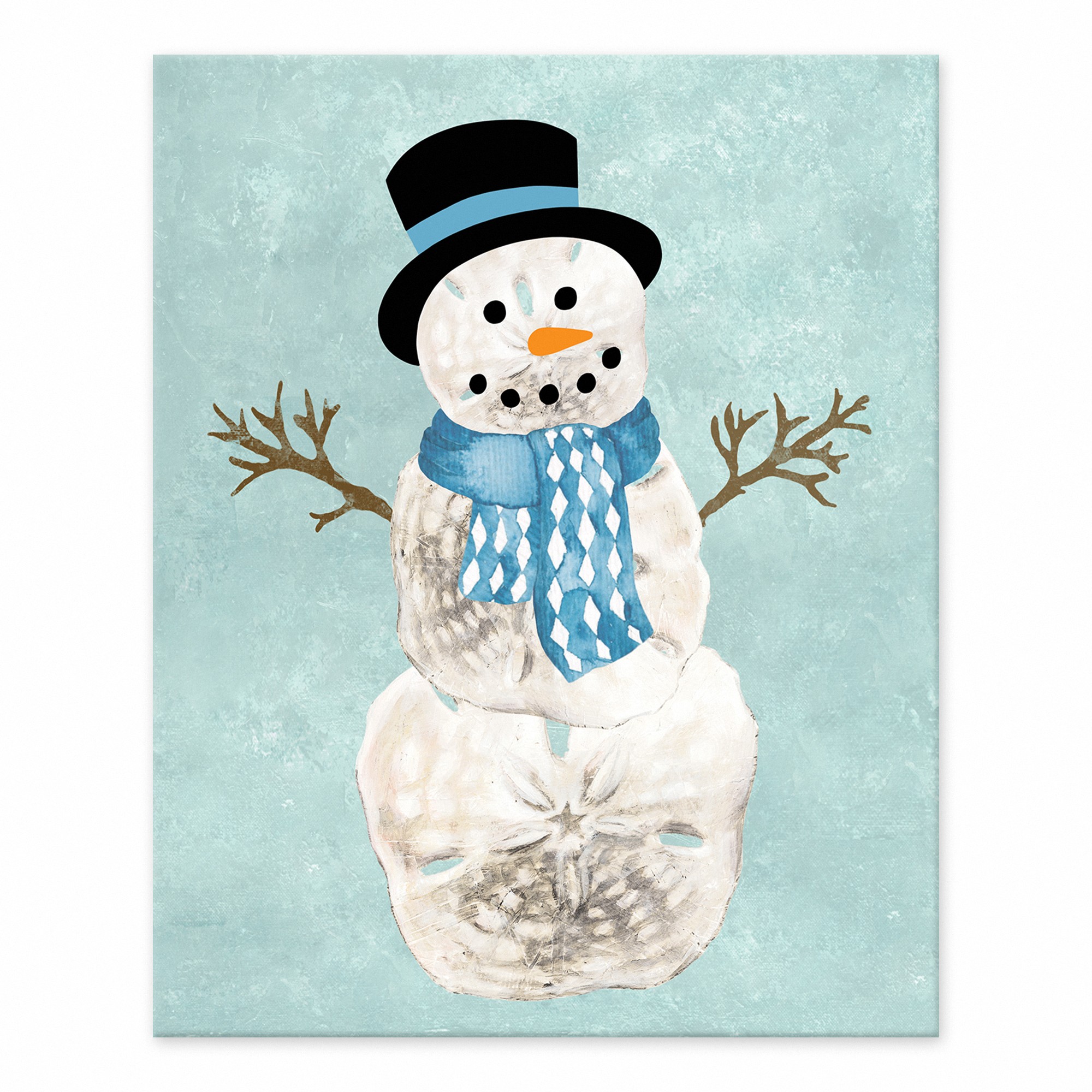 Sand Dollar Snowman 8x10 Tabletop Canvas