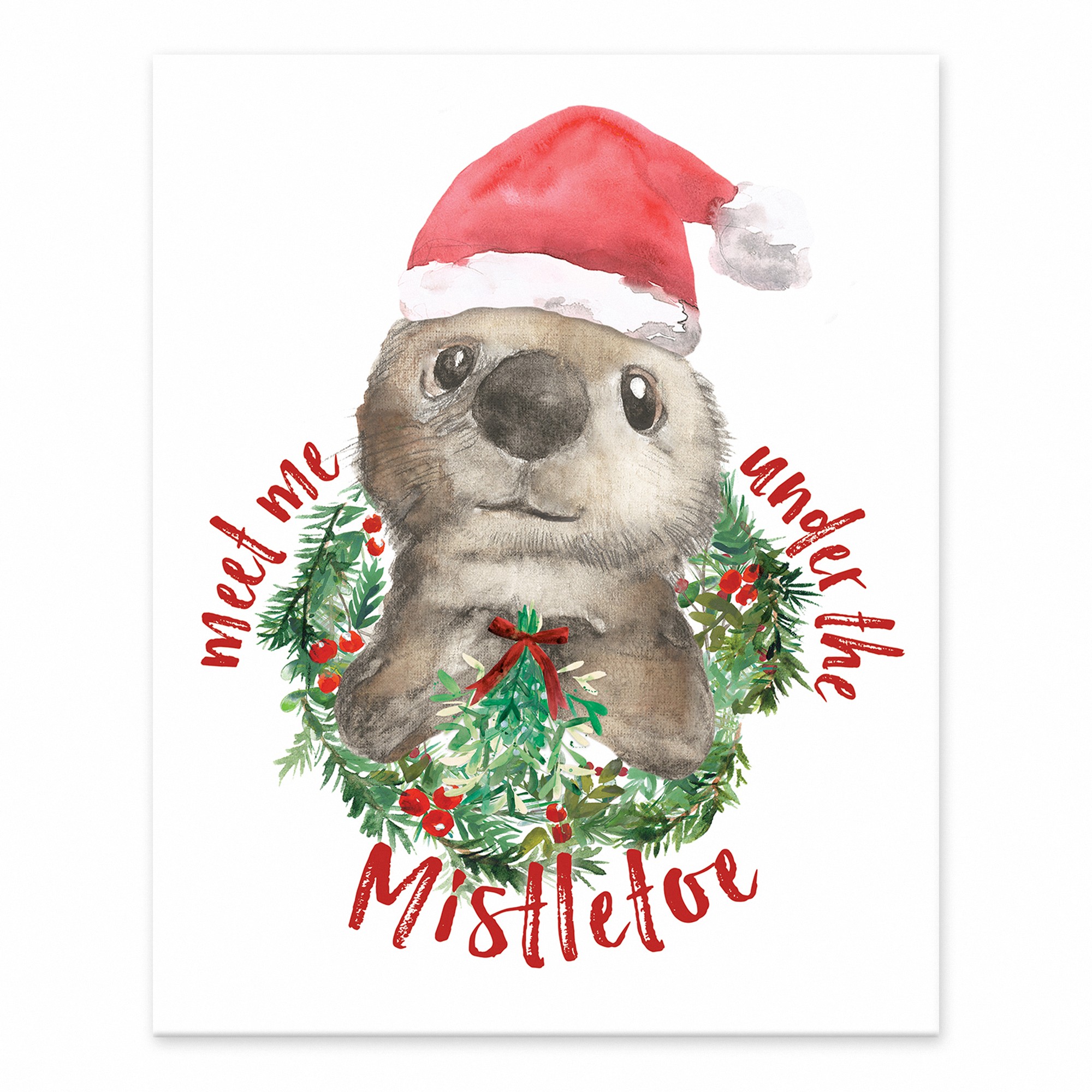 Mistletoe Otter 8x10 Tabletop Canvas