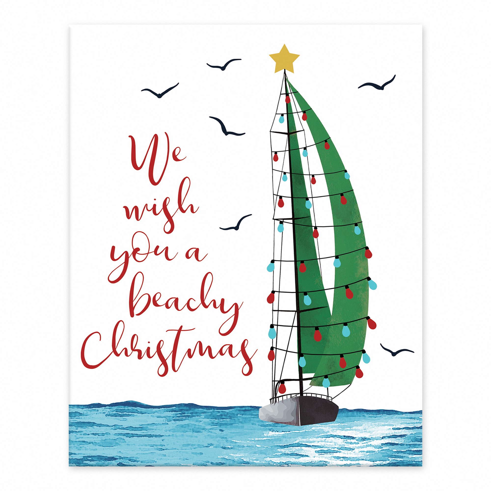 Christmas Sailboat 8x10 Tabletop Canvas