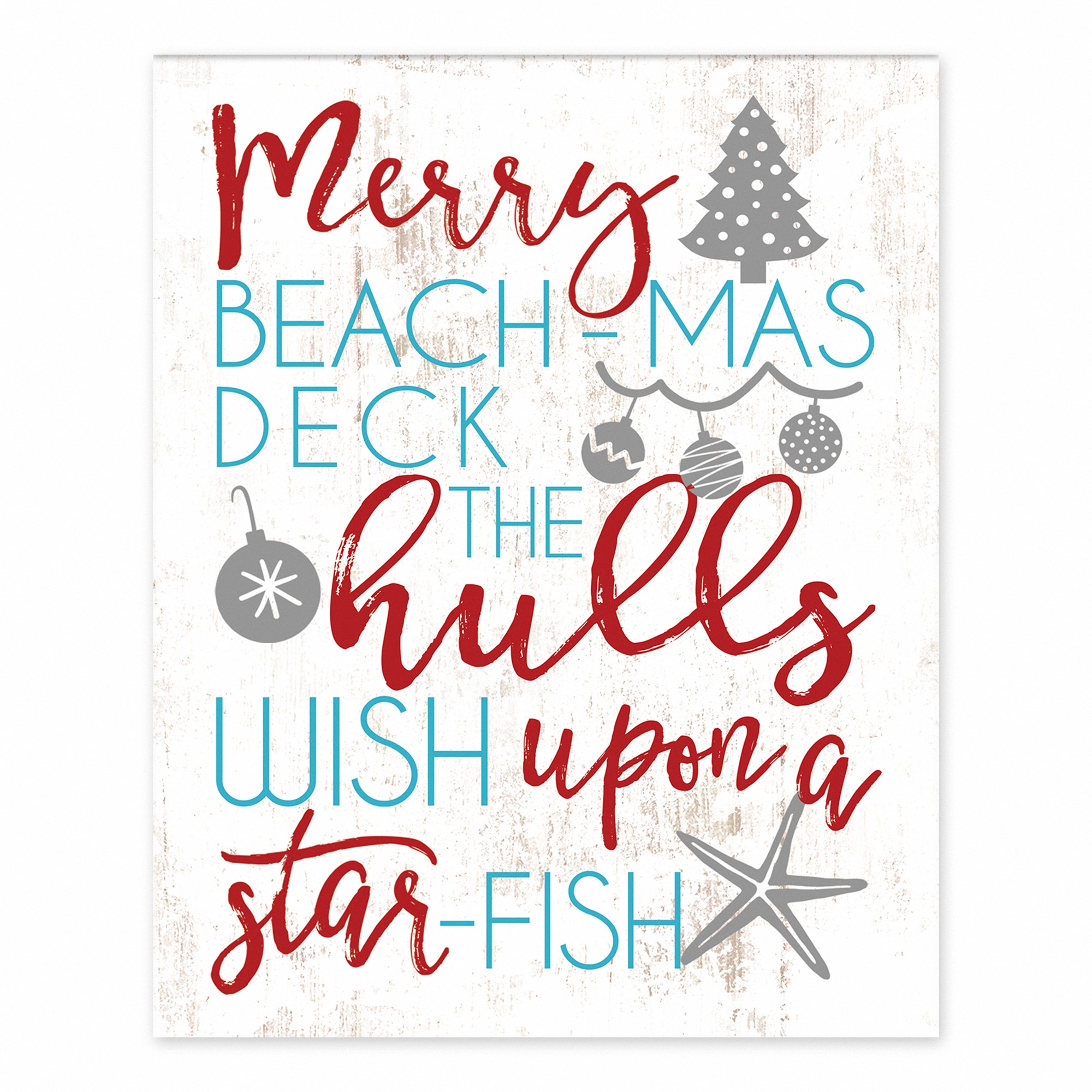 Coastal Christmas Phrases 8x10 Tabletop Canvas