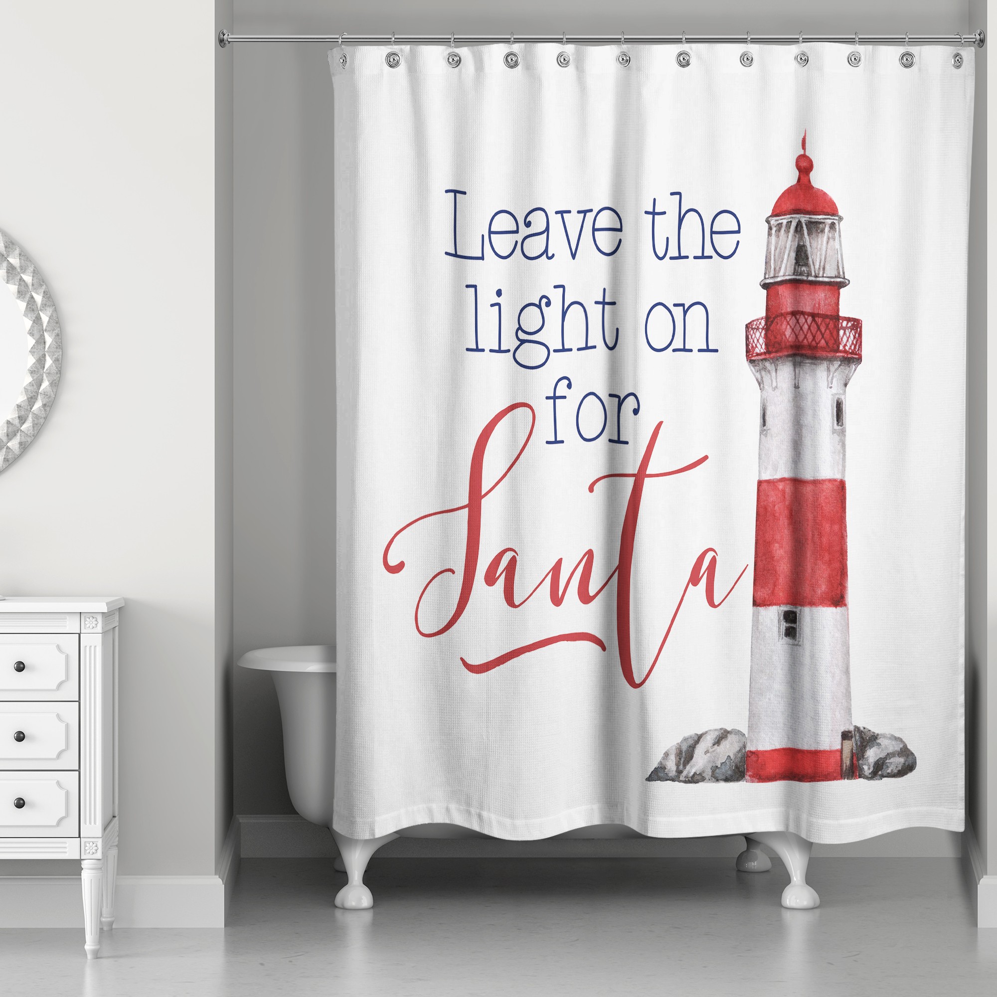 Leave the Light on for Santa 71x74 Shower Curtain