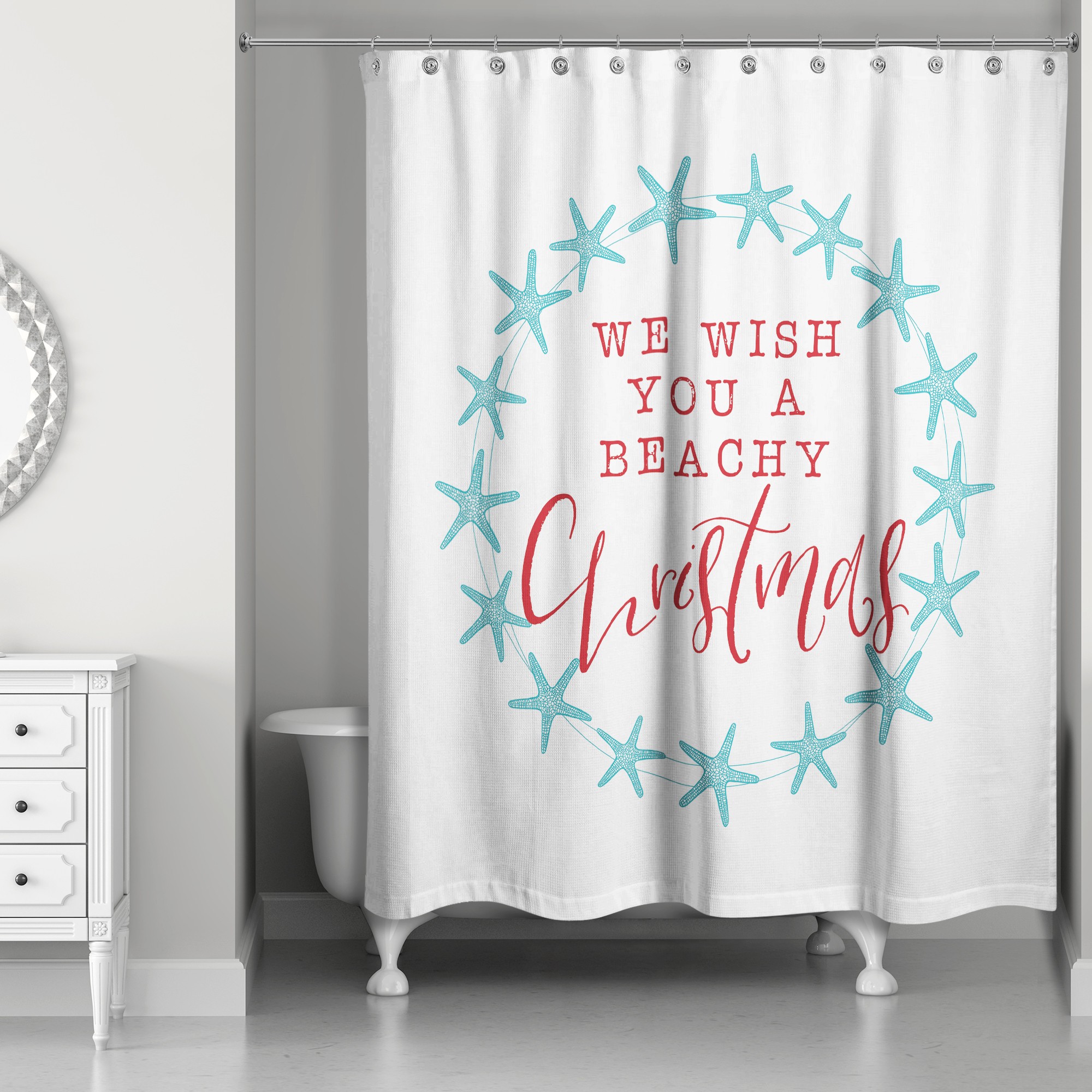 Starfish Wreath 71x74 Shower Curtain
