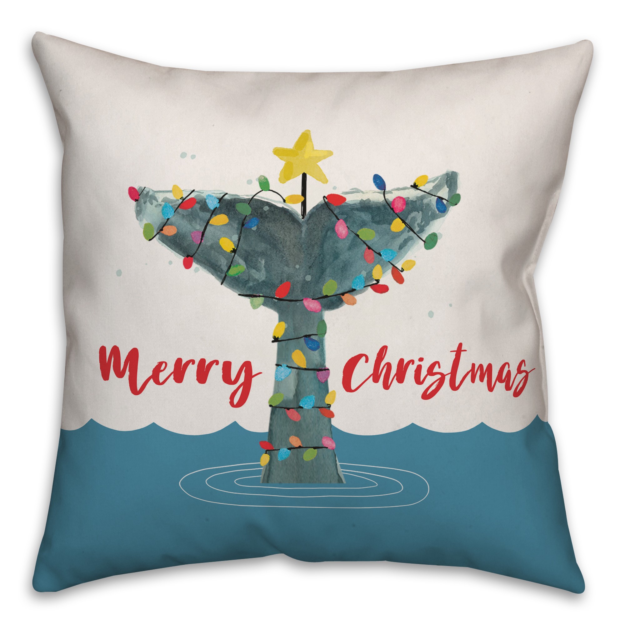 Whale Tail Christmas Tree Pillow