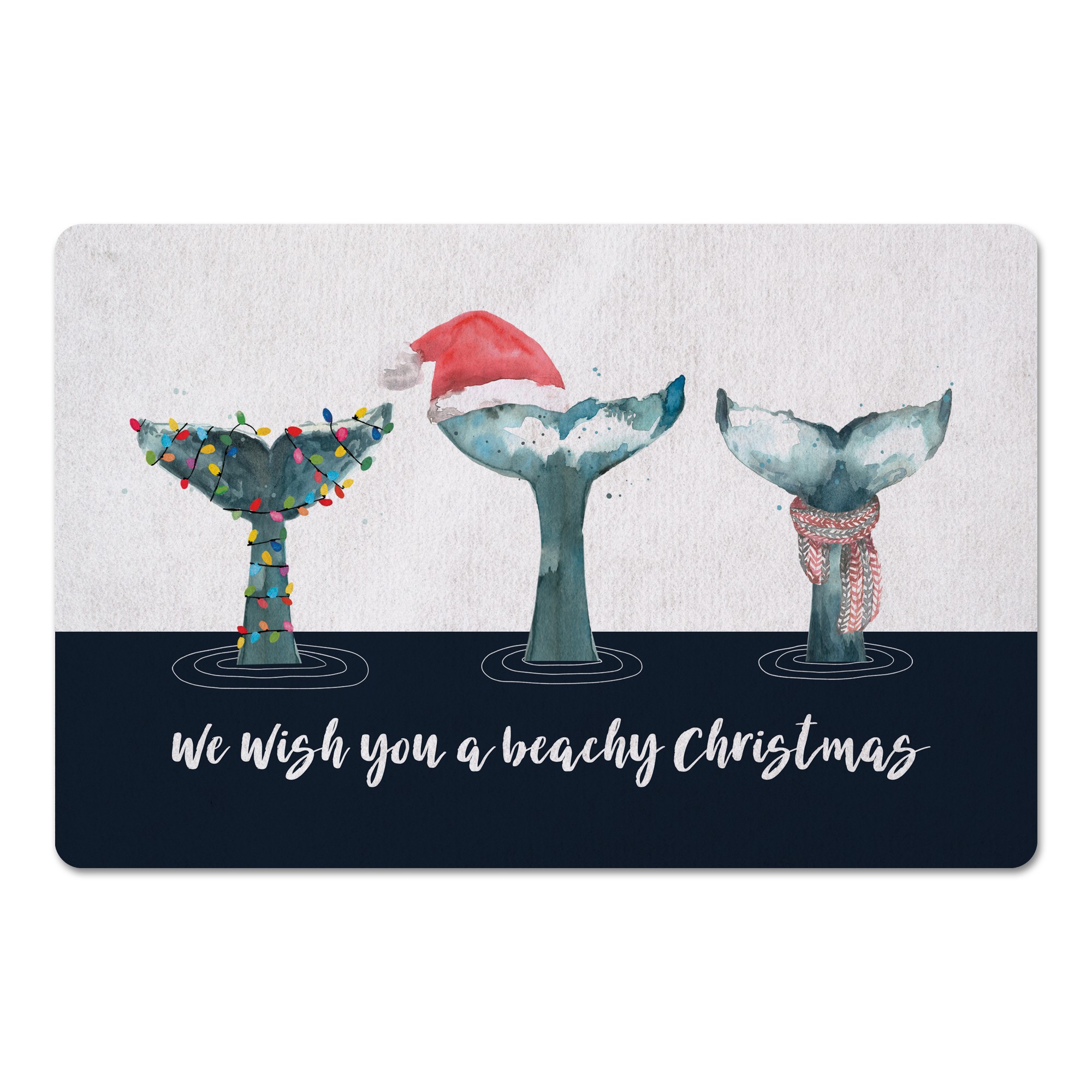 Christmas Whale Tails 27x18 Floor Mat