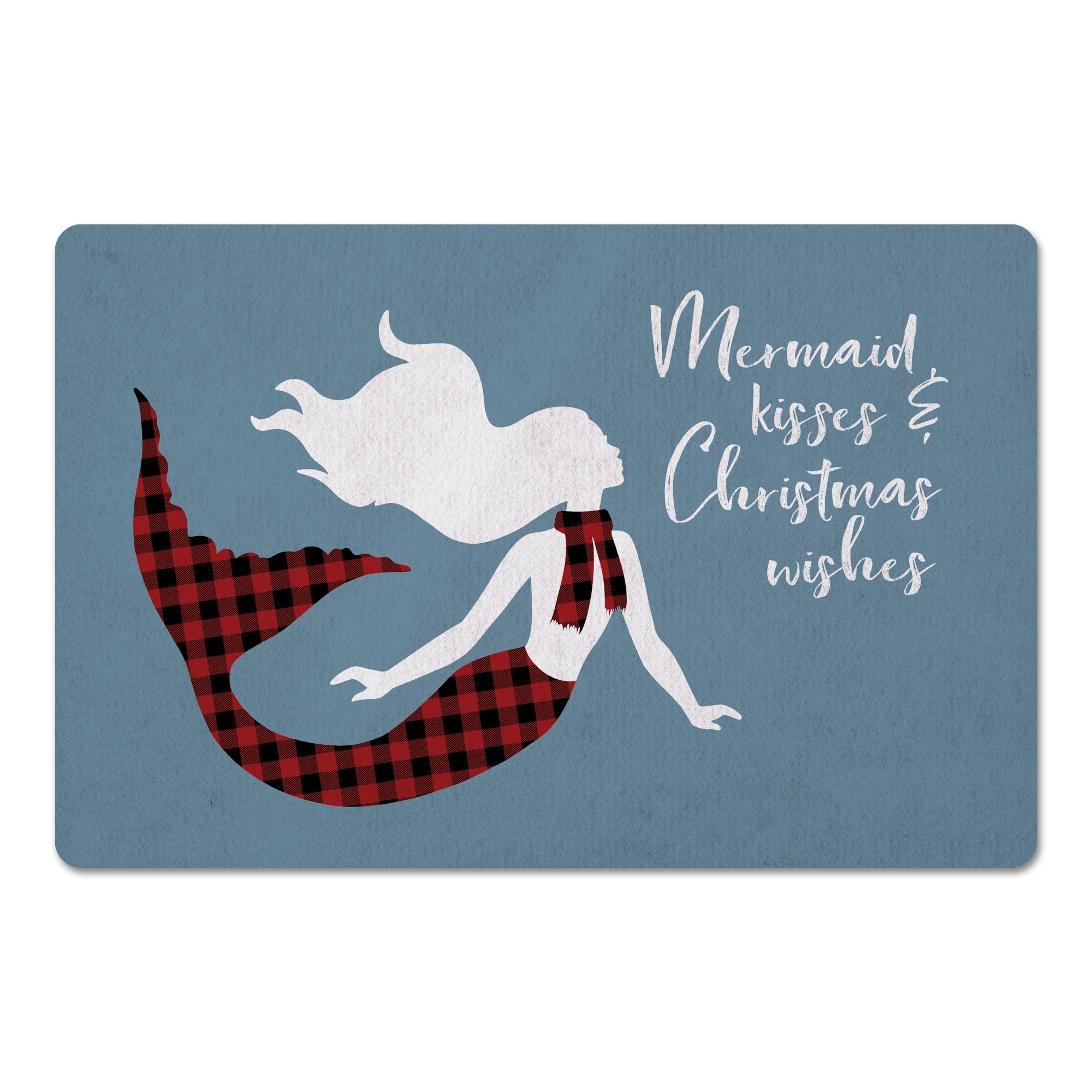 Mermaid Kisses and Christmas Wishes 27x18 Floor Mat