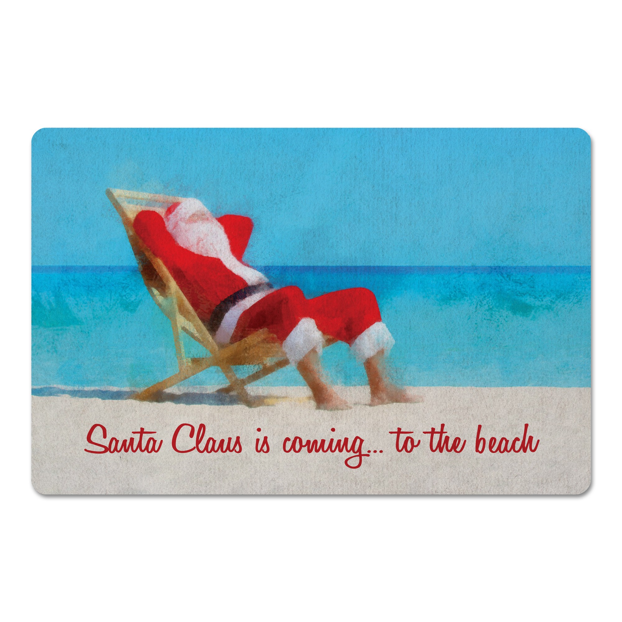 Santa Claus is Coming to the Beach 27x18 Floor Mat