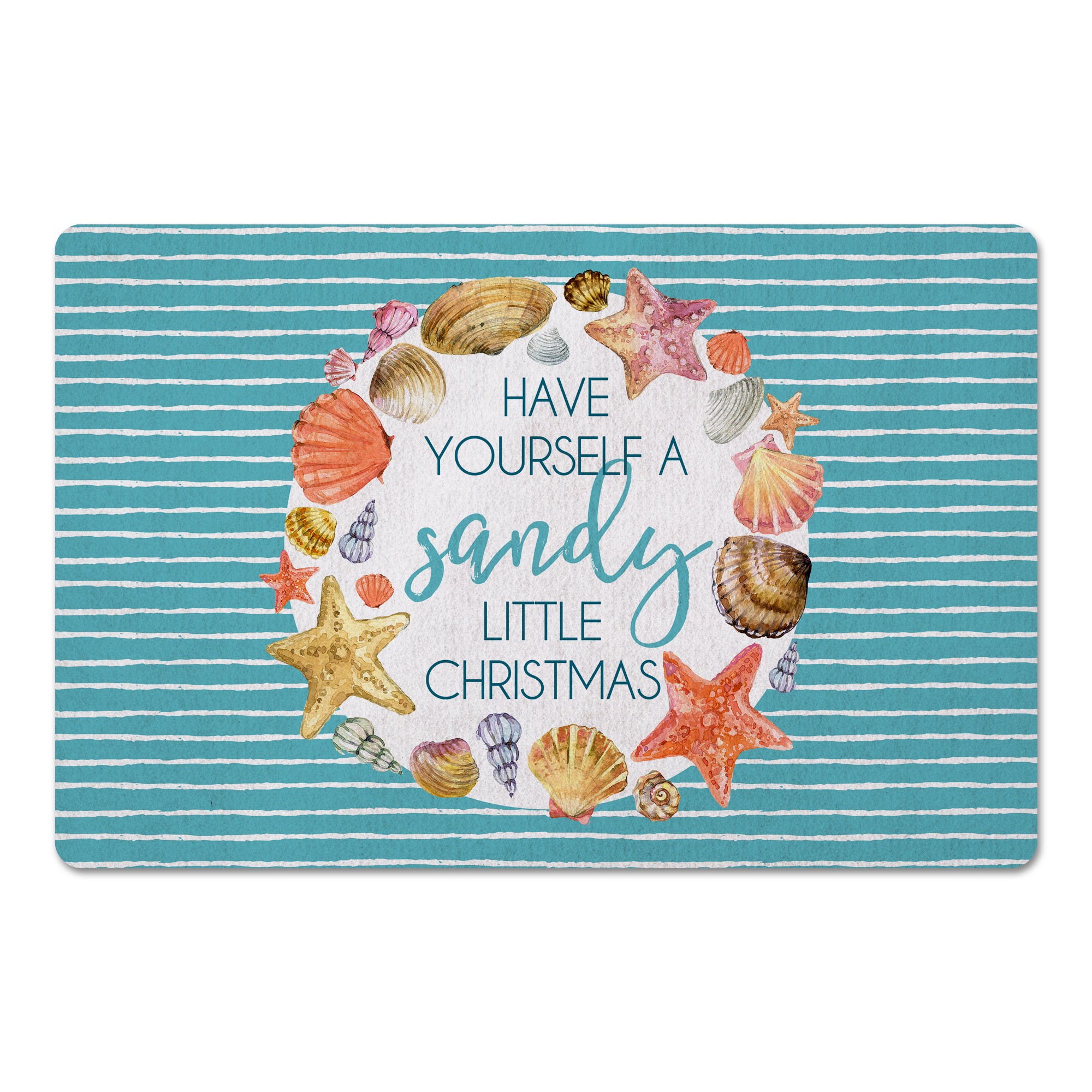Sandy Christmas Wreath 27x18 Floor Mat