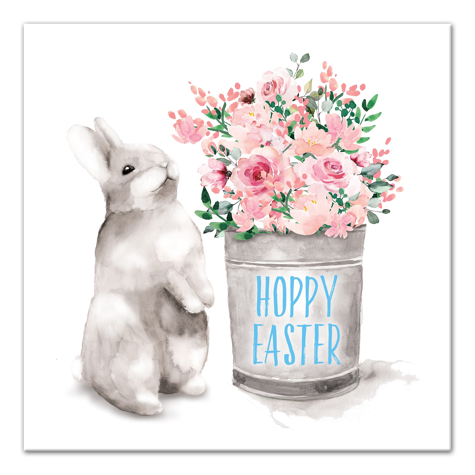 Watercolor Hoppy Easter 16x16 Canvas Wall Art