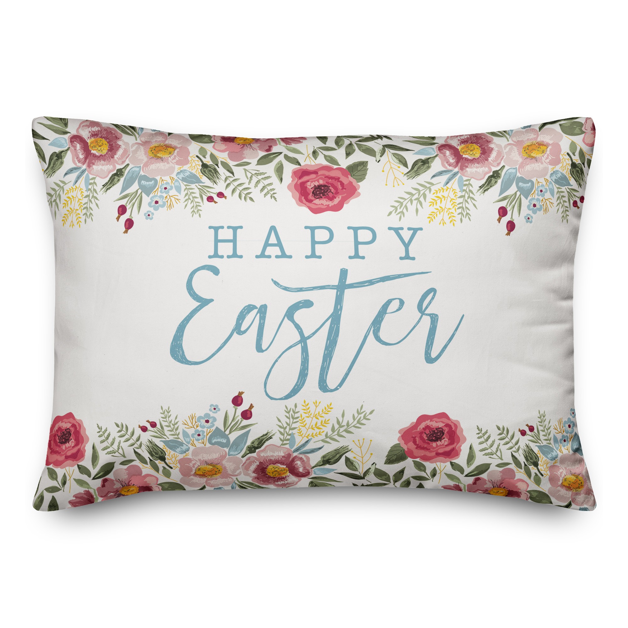 Floral Happy Easter  14x20 Spun Poly Pillow