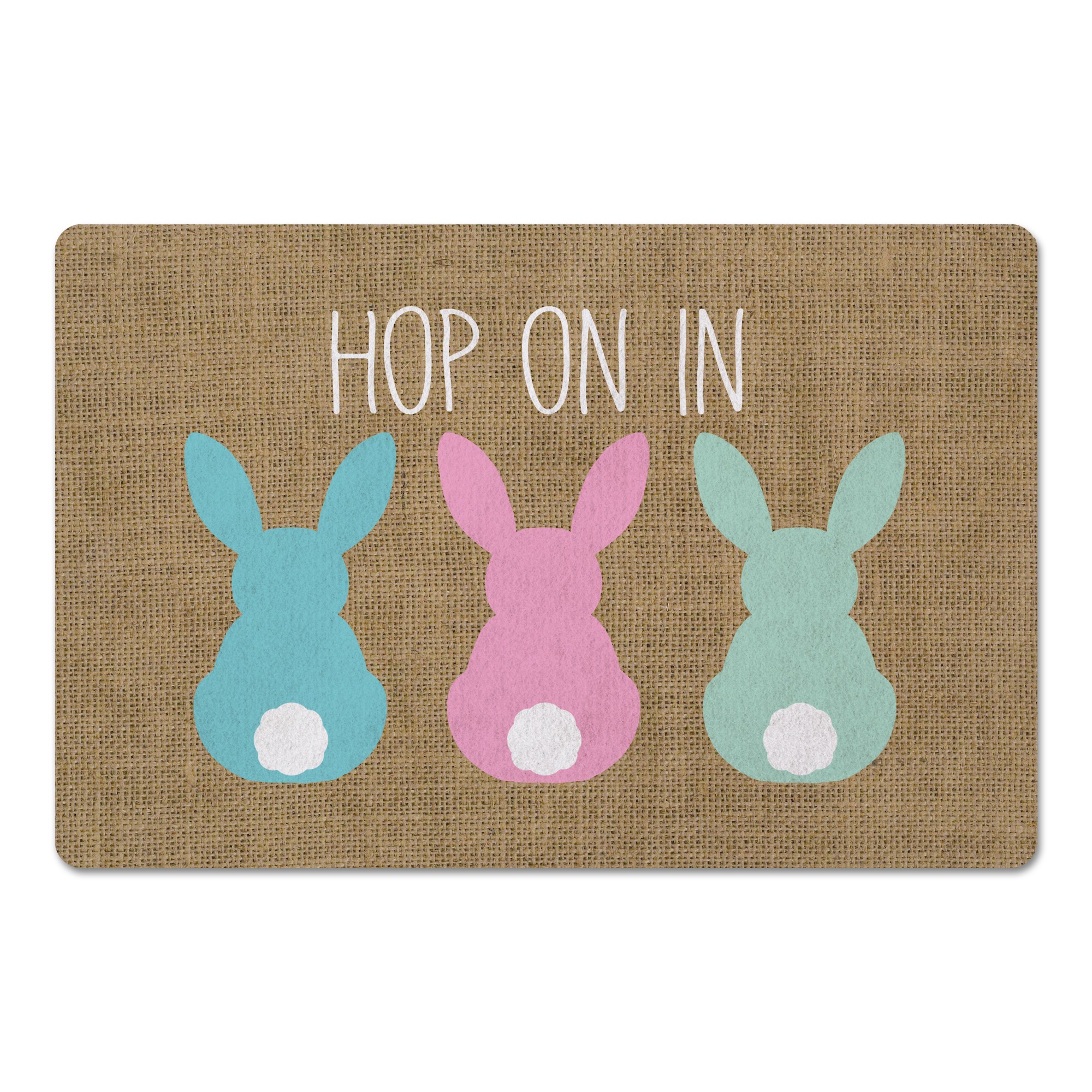 Hop On In Burlap 27x18 Floor Mat