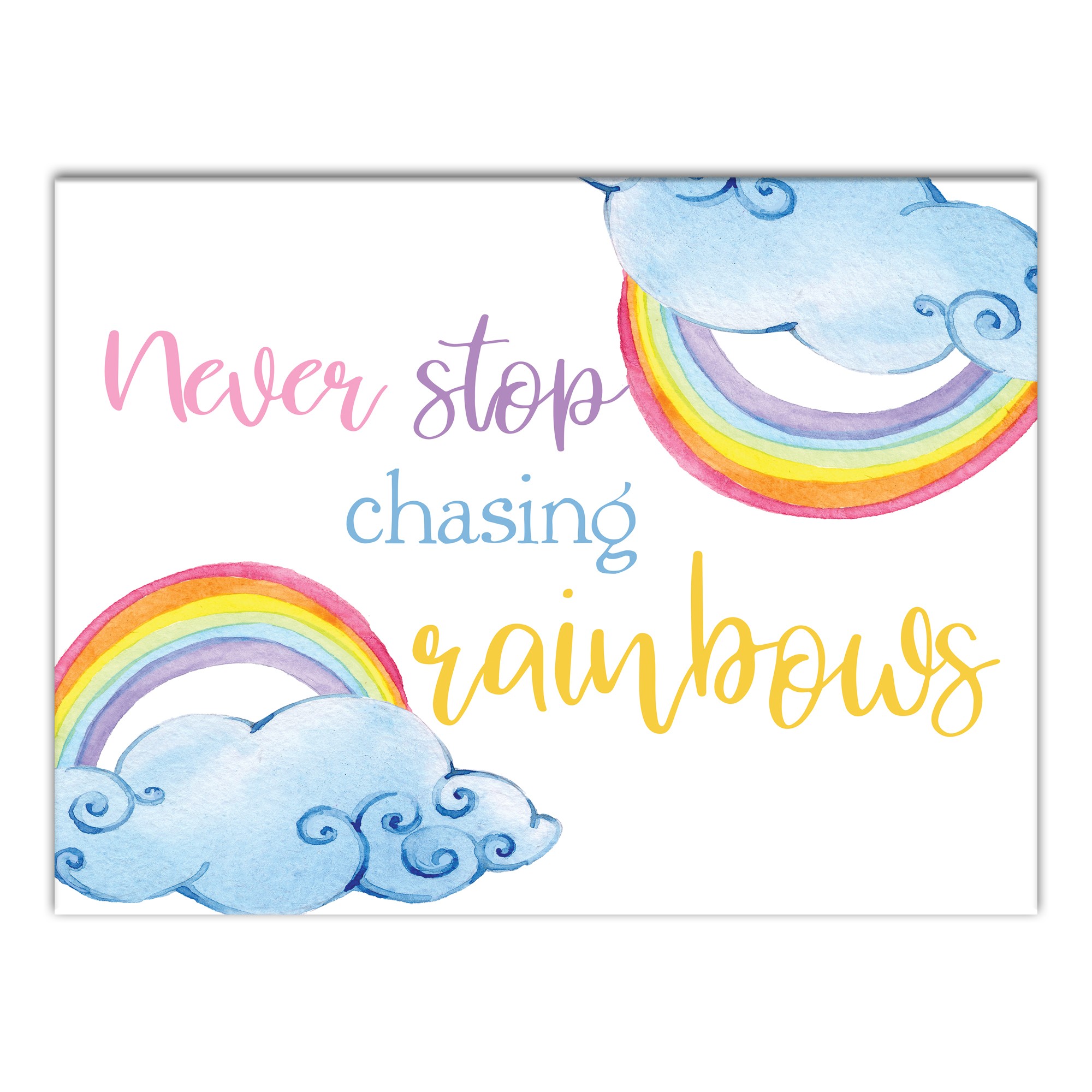Never Stop Chasing Rainbows Watercolor Wall Art