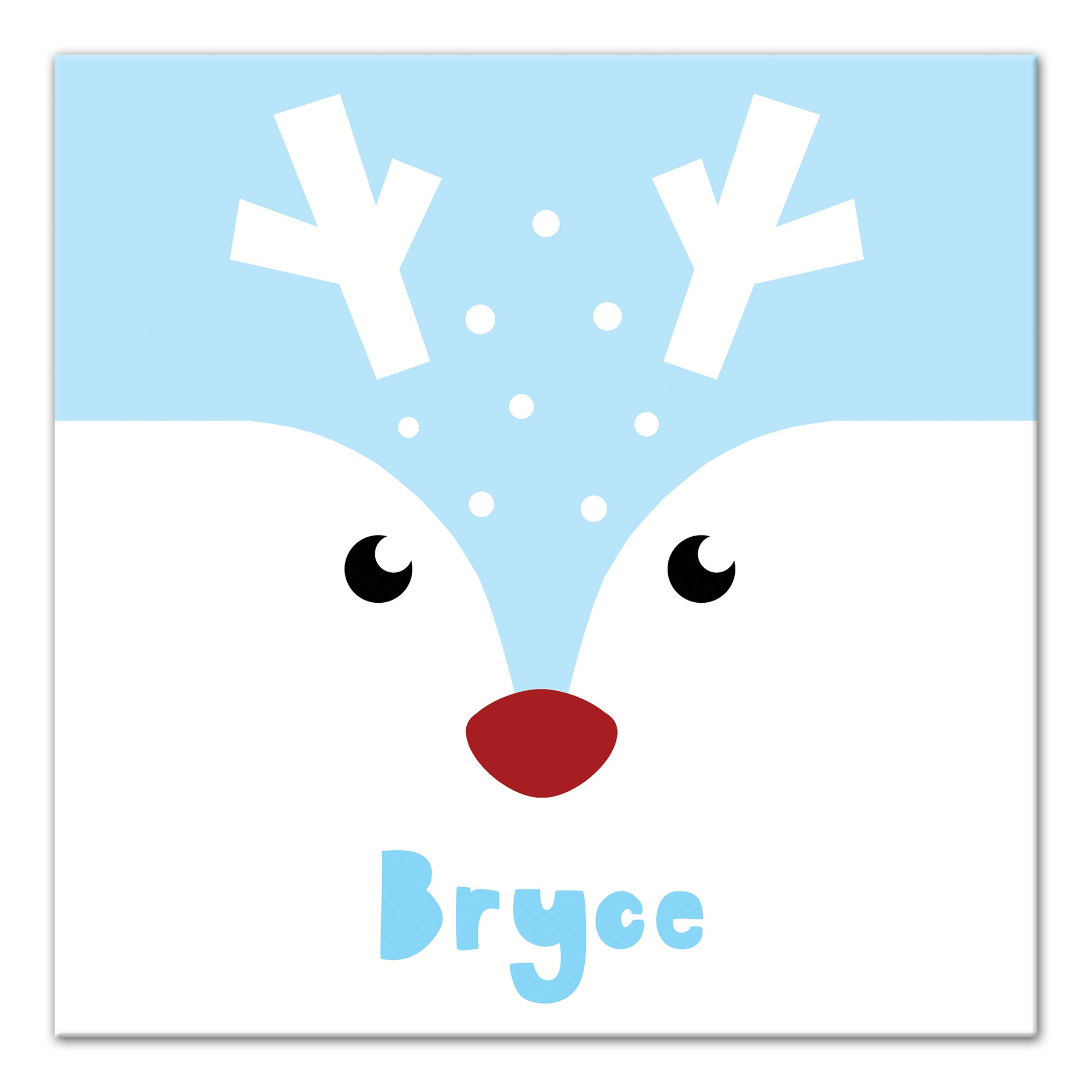 Blue Reindeer Face 16x16 Personalized Canvas Wall Art