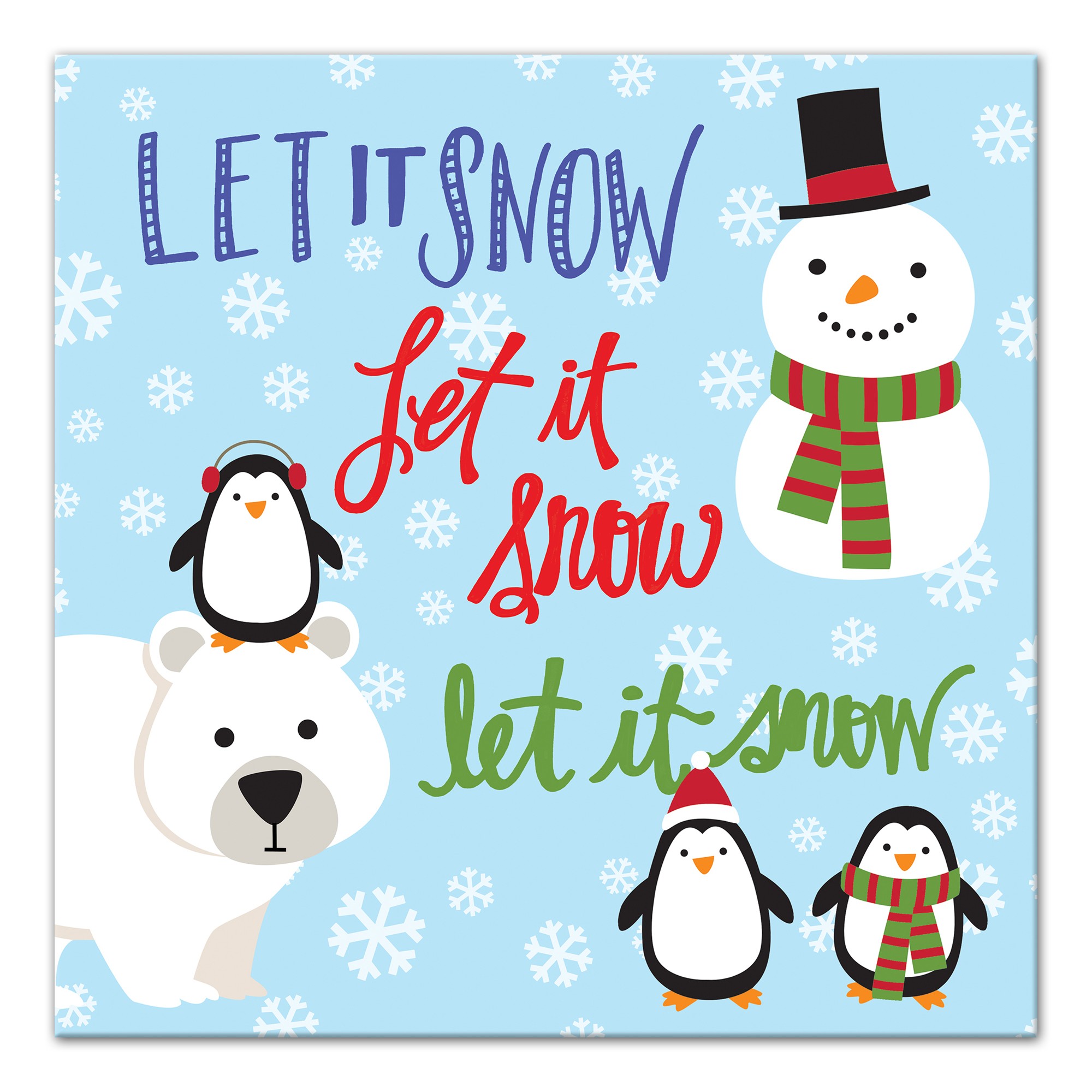 Let it Snow Animals 16x16 Canvas Wall Art