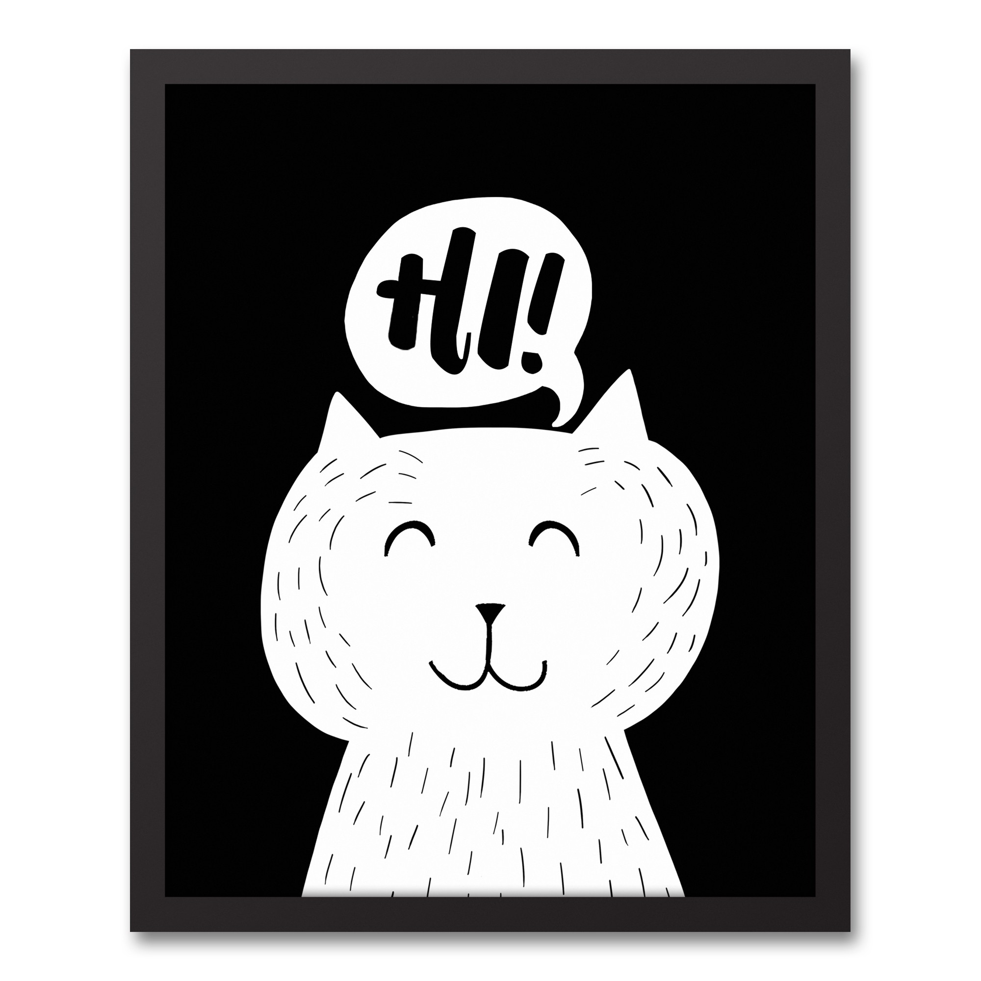 Hi Cute Cat Wall Art