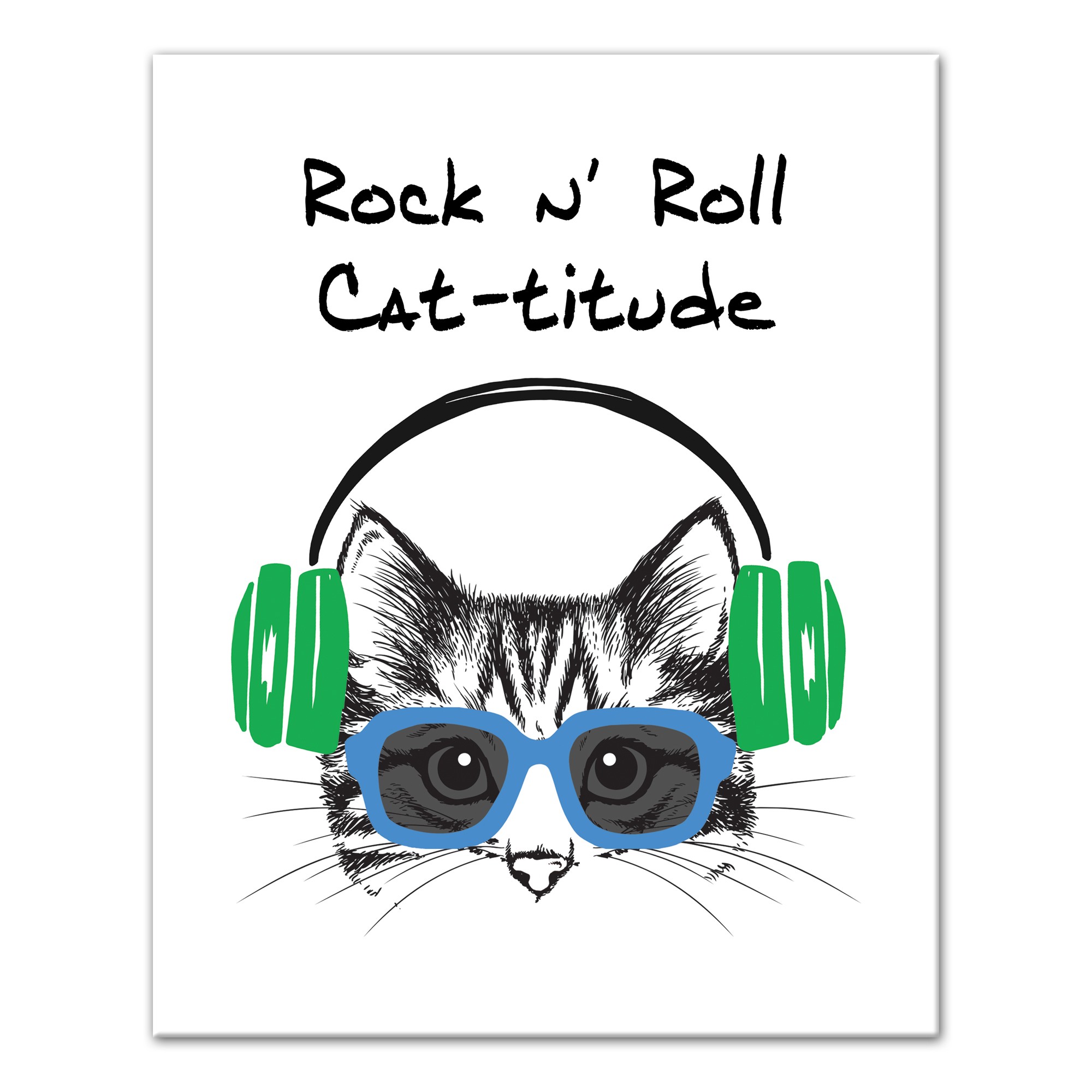 Green Rock N' Roll Cattitude  Wall Art