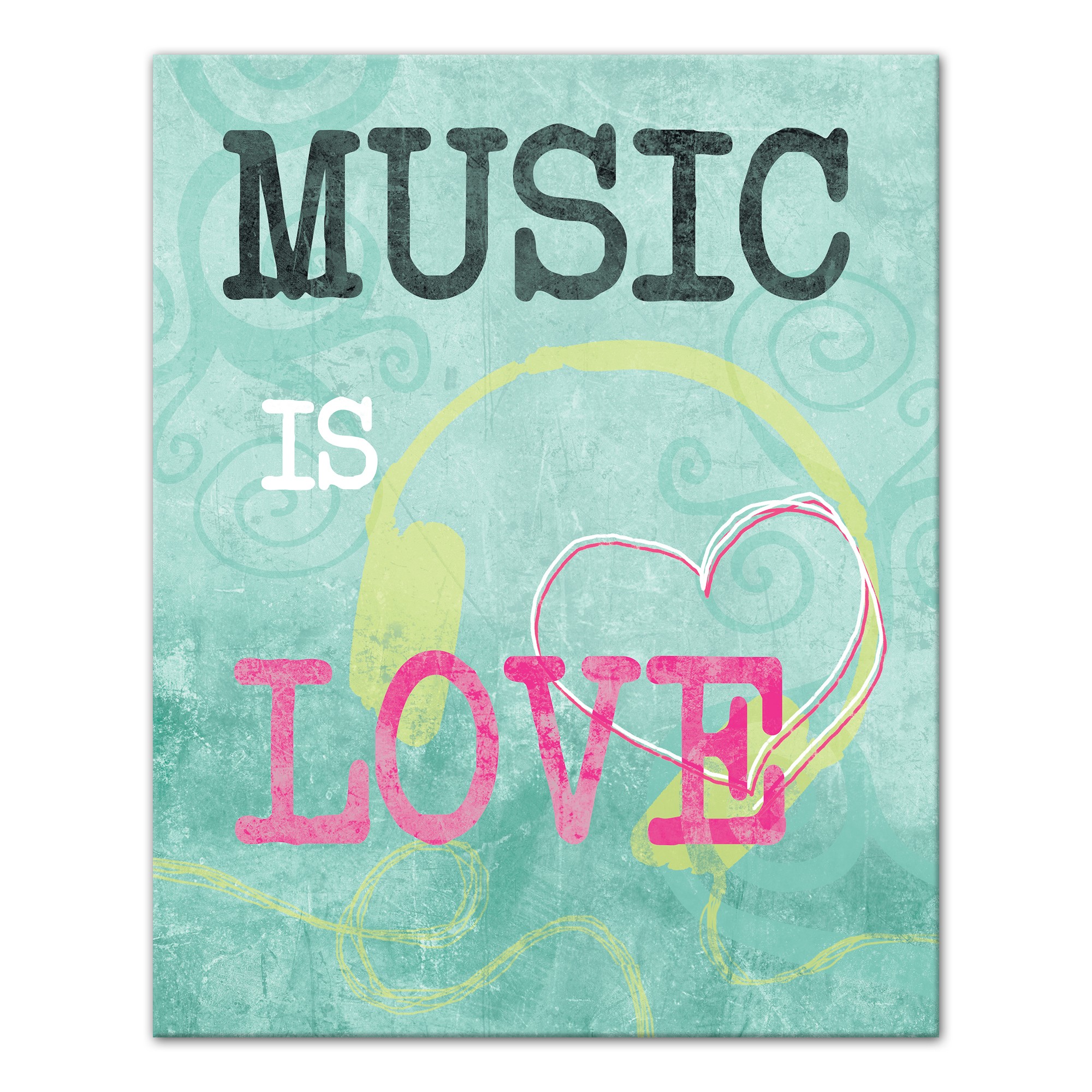 Music Is Love Headphones Wall Art