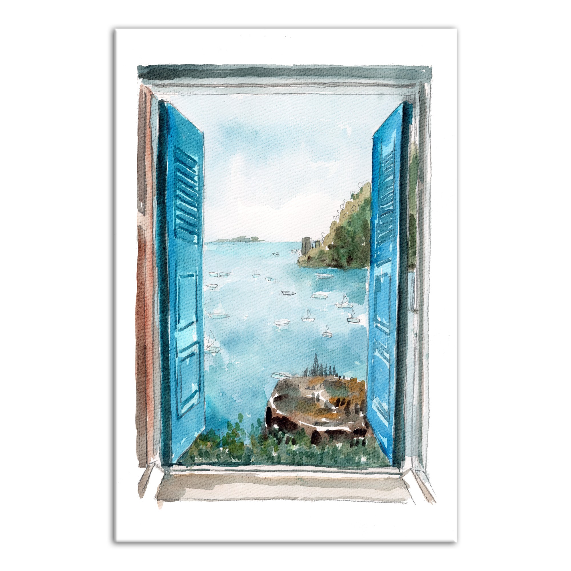 Ocean View Window 32x48 Canvas Wall Art