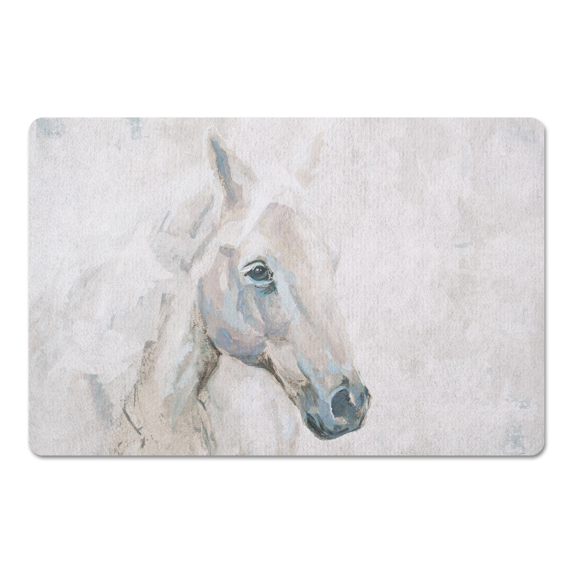 White Abstract Horse 27x18 Floor Mat