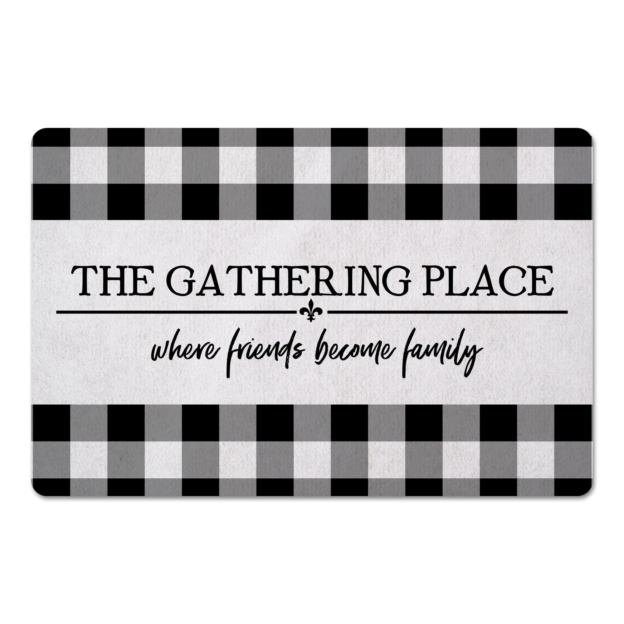 Black Buffalo Check Gathering  27x18 Floor Mat