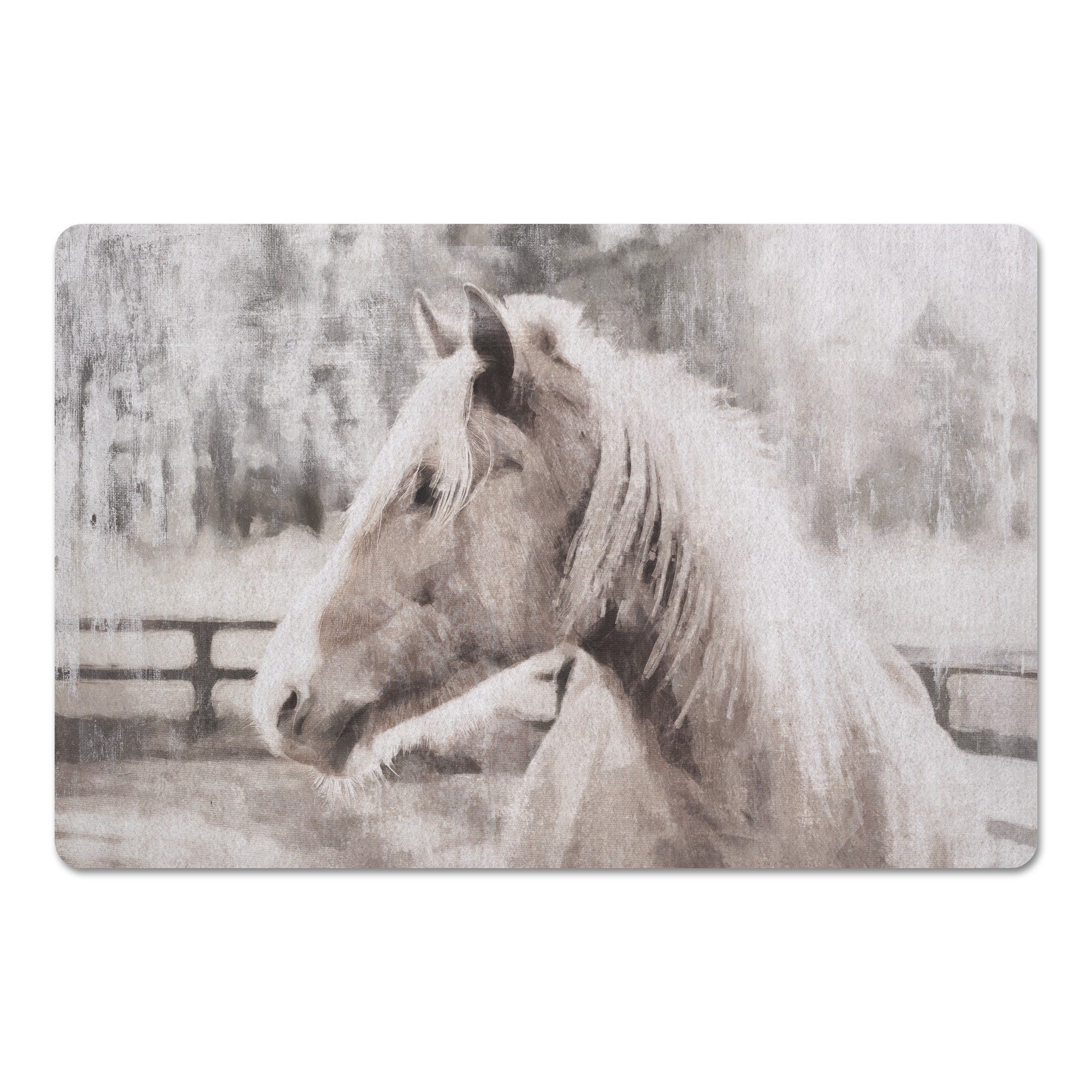 Painted Neutral Horse 27x18 Floor Mat