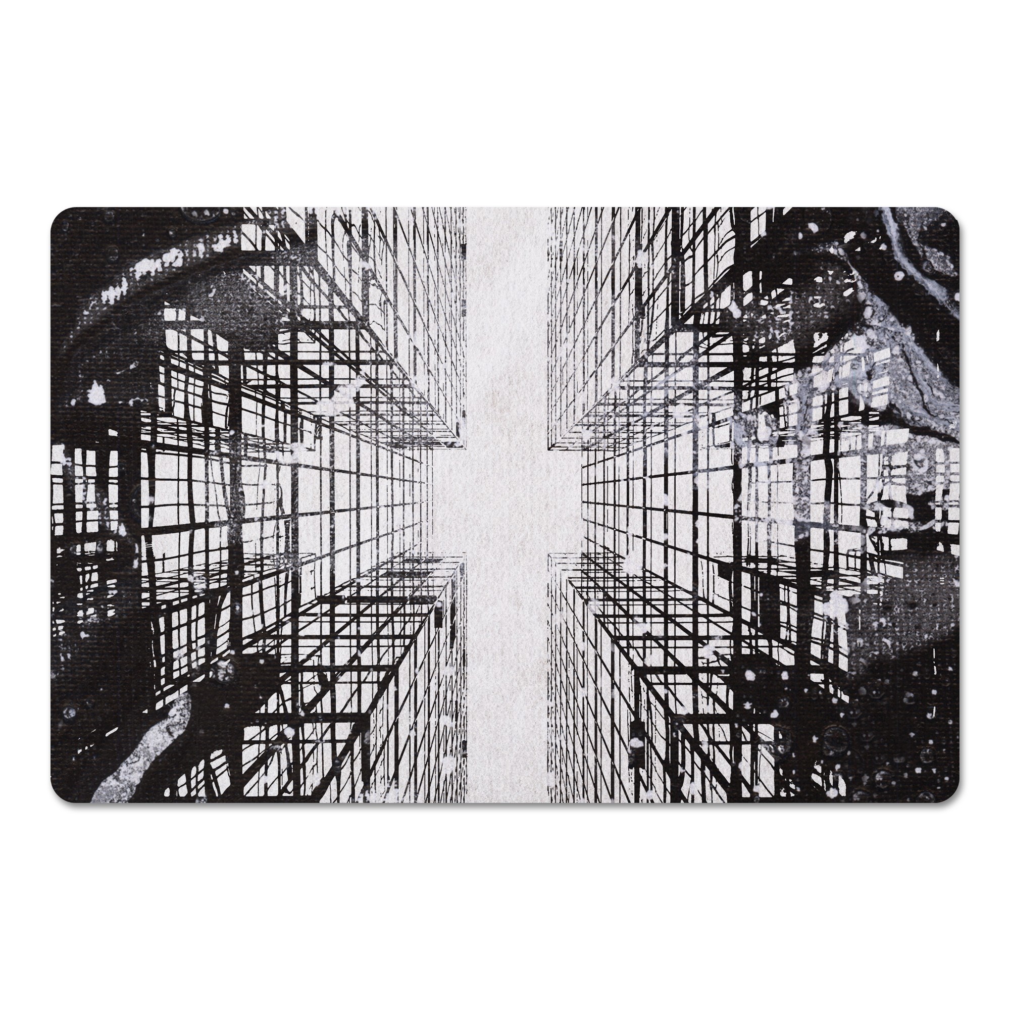 Black City Scape 27x18 Floor Mat