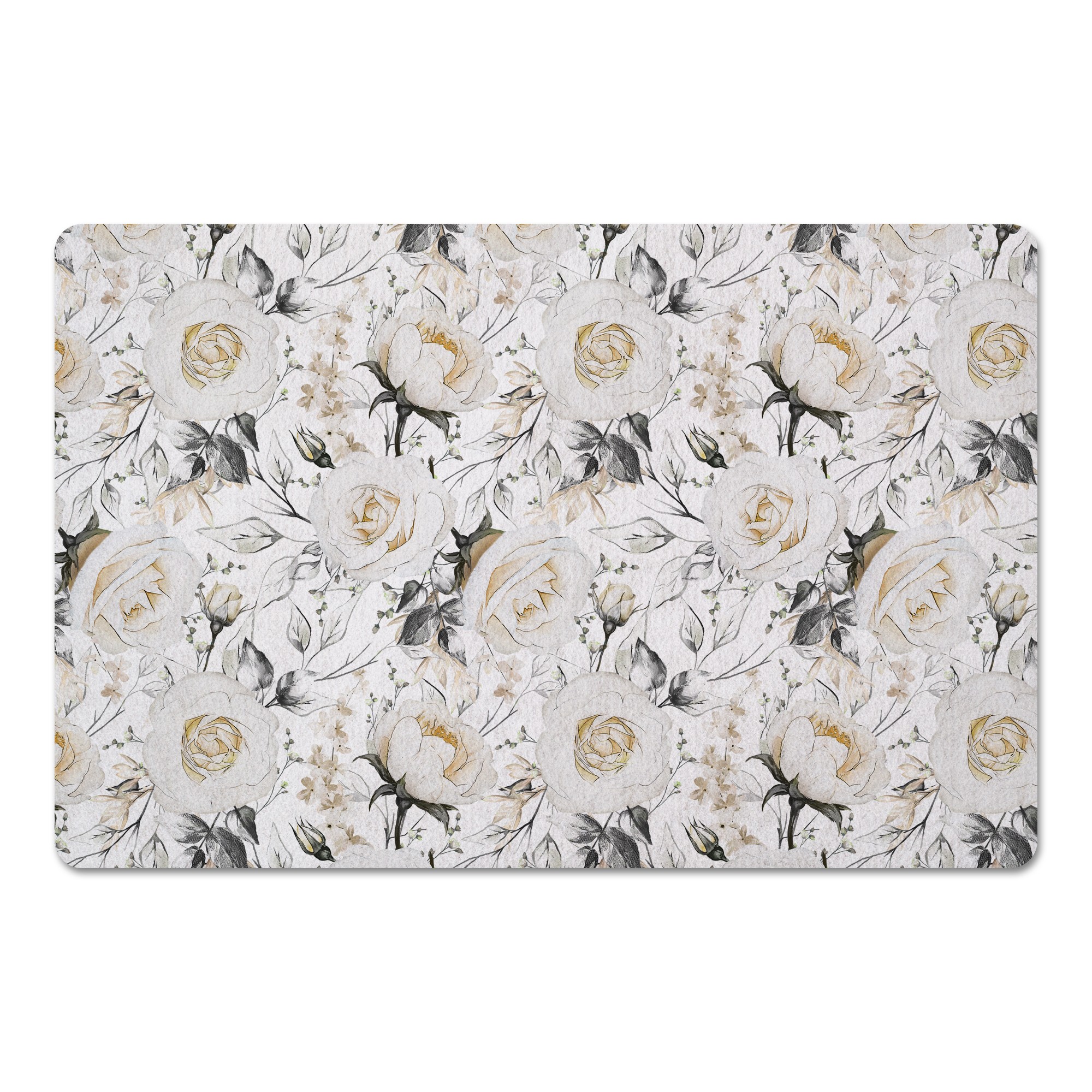 White Roses 27x18 Floor Mat