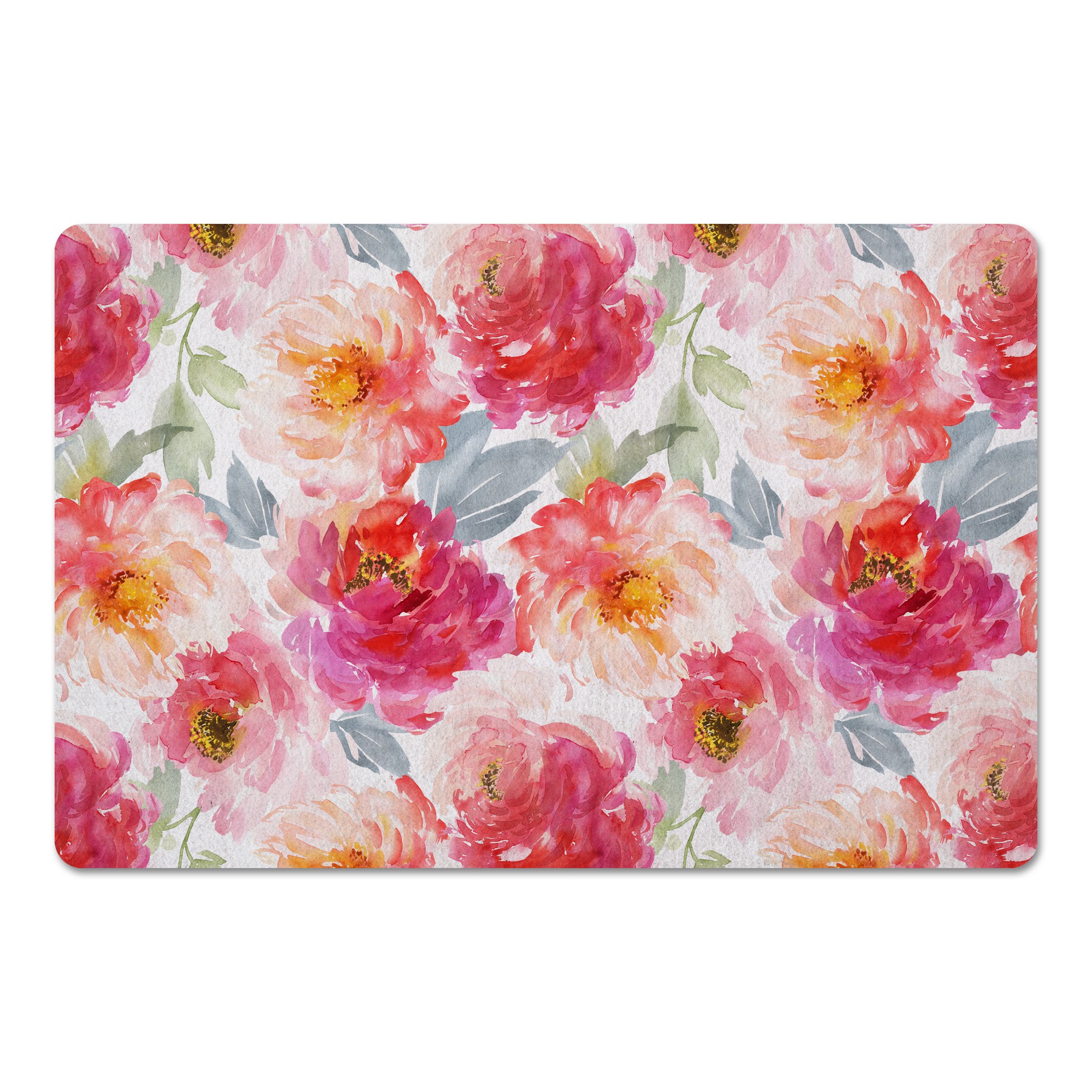 Bright Watercolor Florals 27x18 Floor Mat